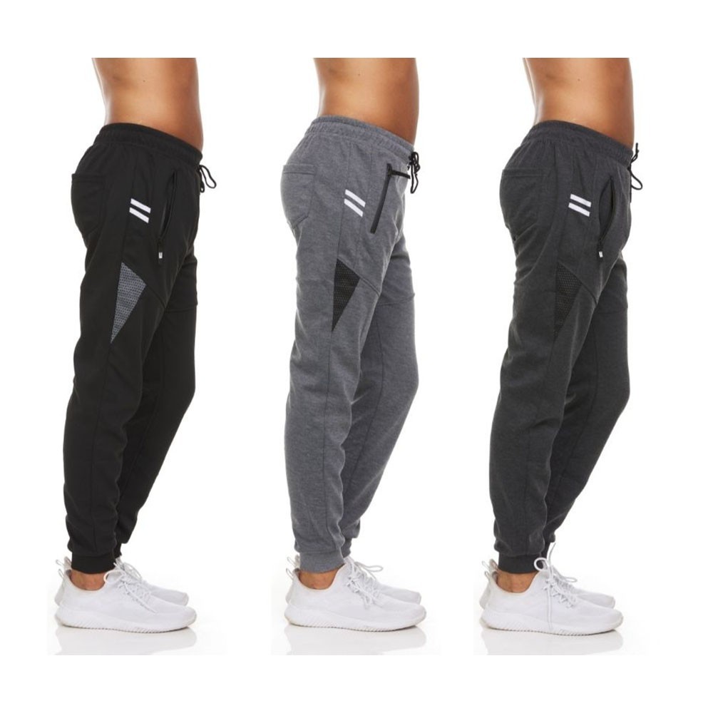 Men’s Moisture-Wicking Jogger Pants with Zipper Pockets (3-Pack)