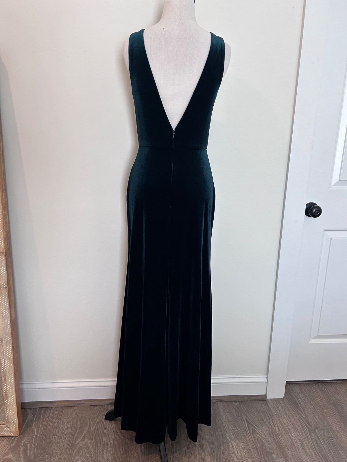 BHLDN Jenny Yoo Logan Velvet Column Maxi Dress Emerald Green ~ Size 4