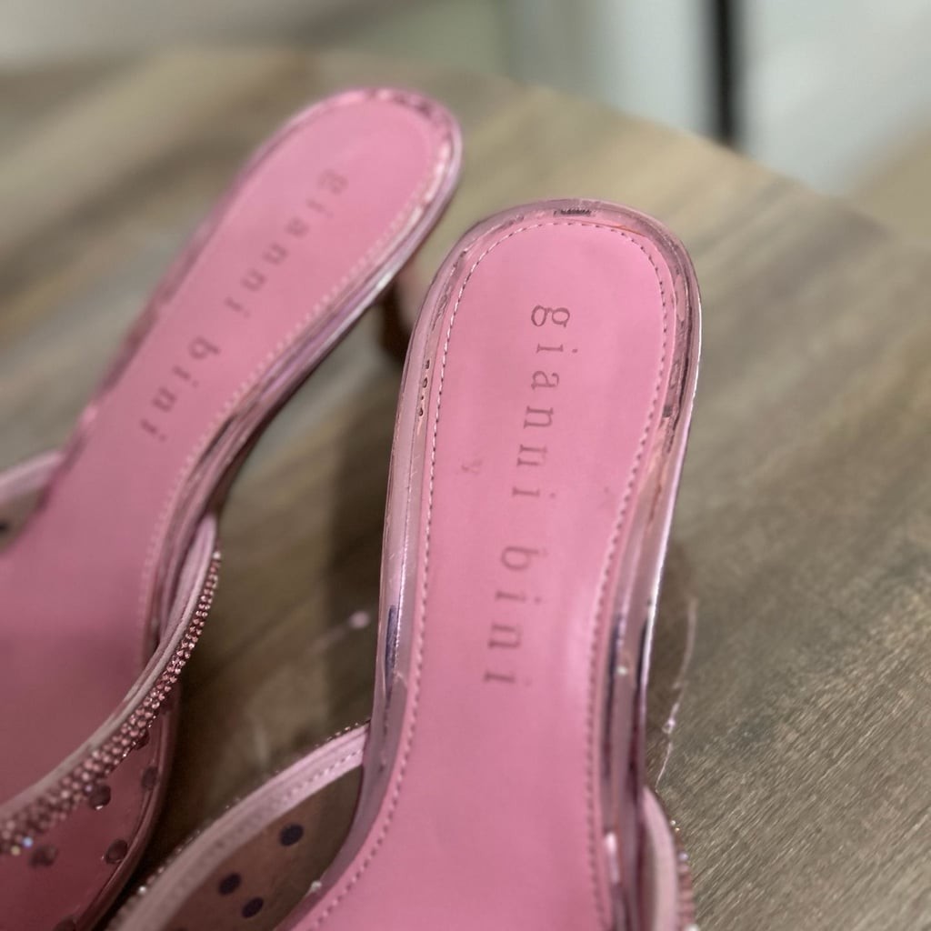Gianni Bini Pink Rhinestone Bow Pointed Toe Kitten Heel Mules Size 11M