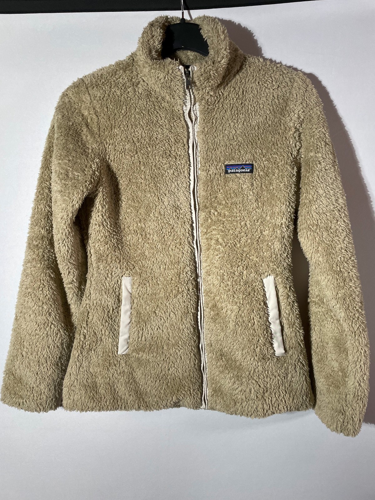 Womens Patagonia Soft Tan Full Zip Fleece Jacket Size Small Hiking Outdoors