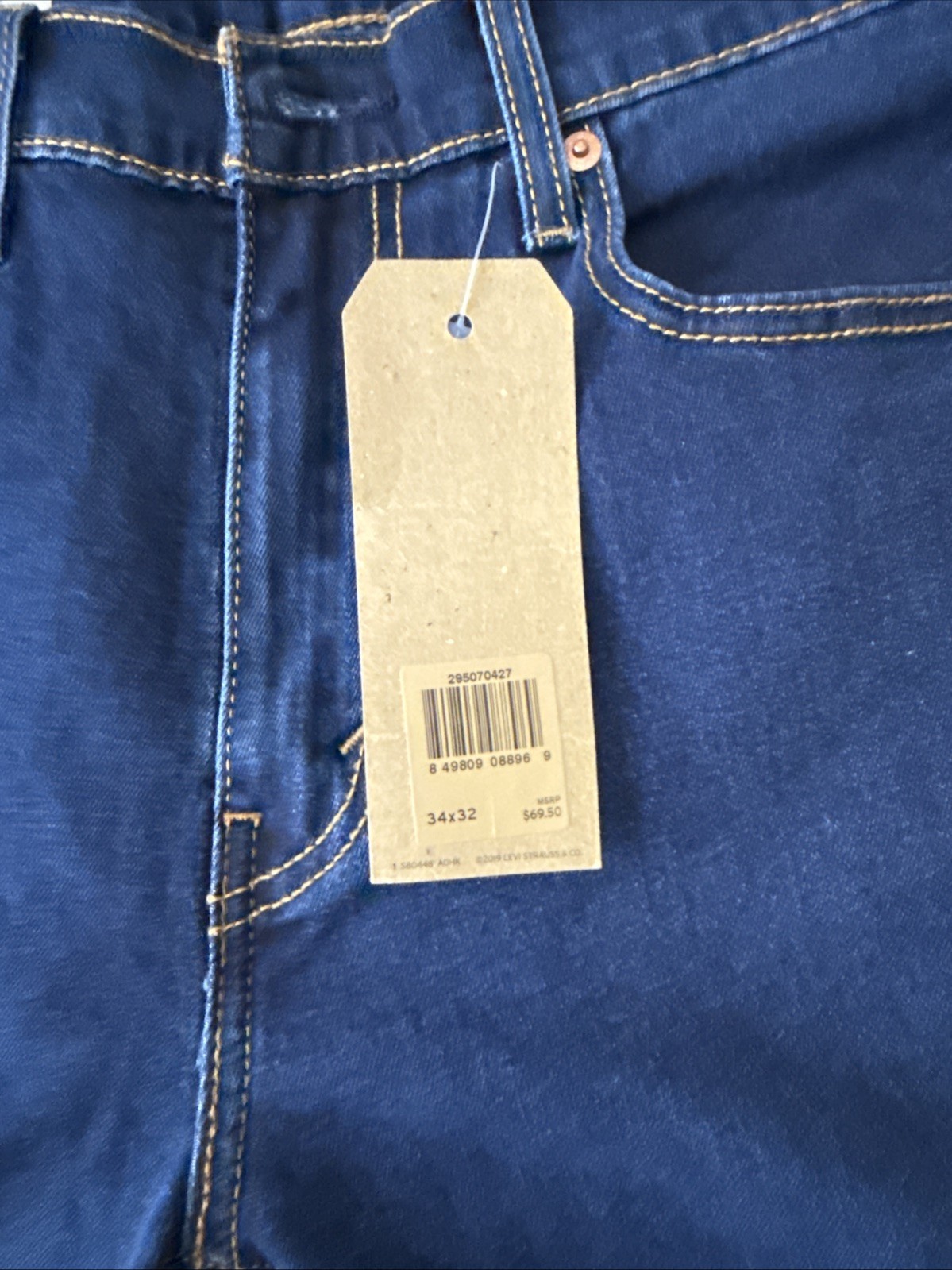 Levi’s 502 Regular Fit Zip Fly Tapered Denim Jeans 34X32 Men’s Dark Blue Stretch