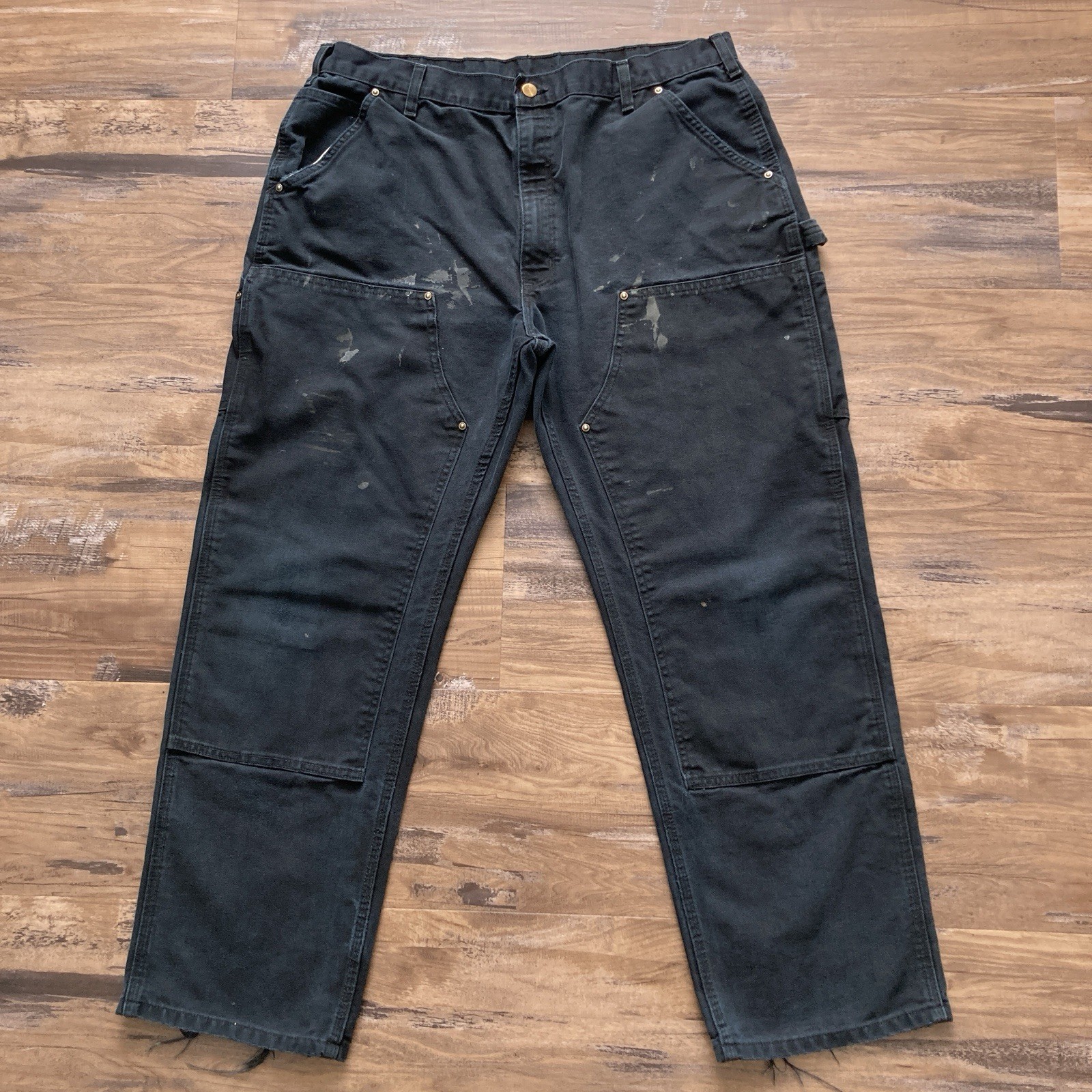 Carhartt B01 BLK Double Knee Work Pants Mens 40×32 (Fits 38×30) Distressed