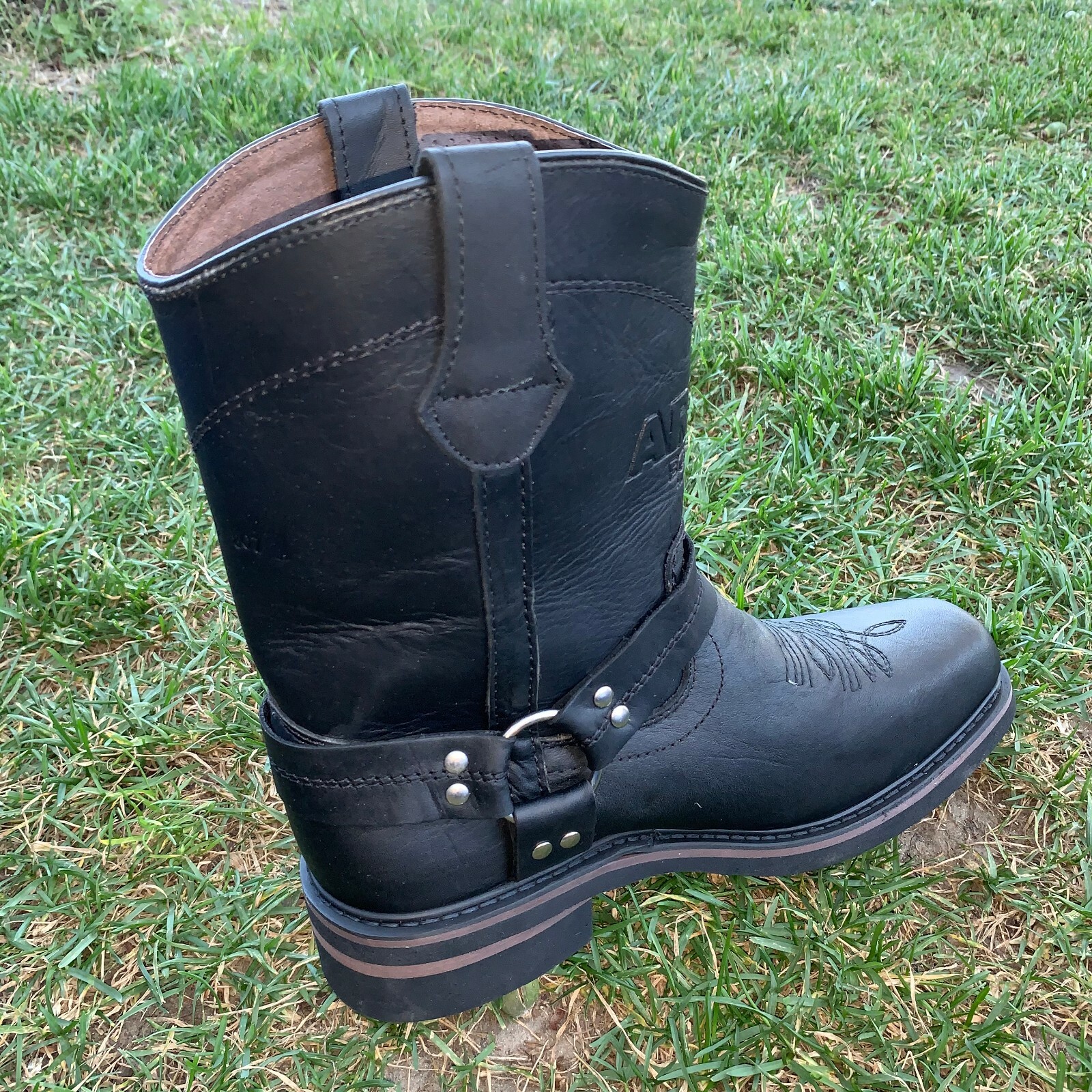 Mens Motorcycle Biker Boots Leather Western Cowboy Harness Rock Riding Moto