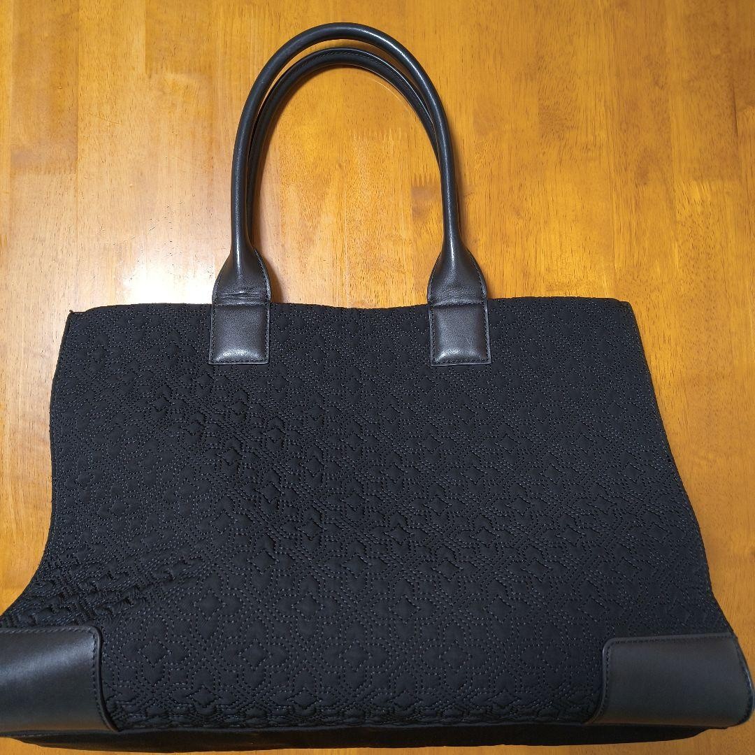 Tory Burch Ella Quilted Large Tote Bag Black