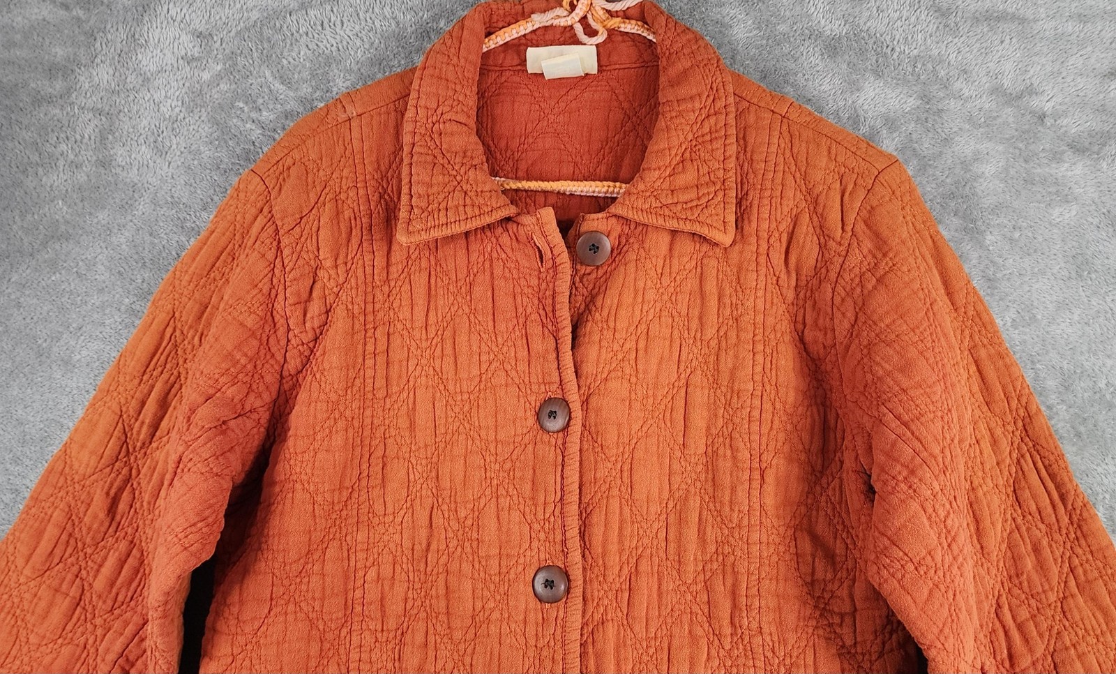 Eucalyptus Jacket Womens Small Rust Orange Quilted Cotton Button Front Pockets