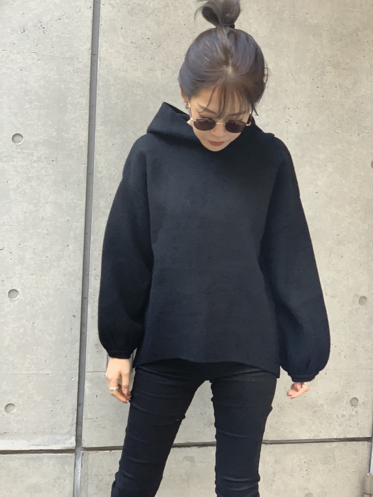 luffy Oversized Pullover Top Mock Neck Women One Size Black Ivory