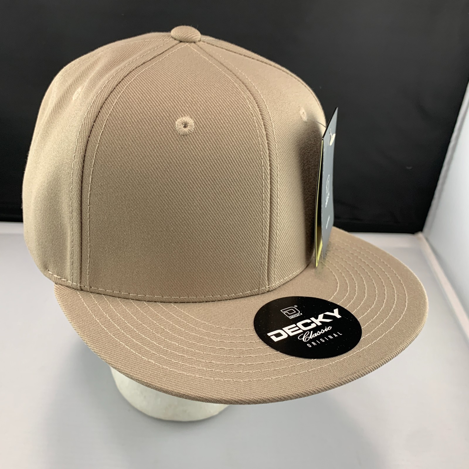 New Decky 6020 Snapback Hat Acrylic Blank Flat Bill High Crown Cap Khaki