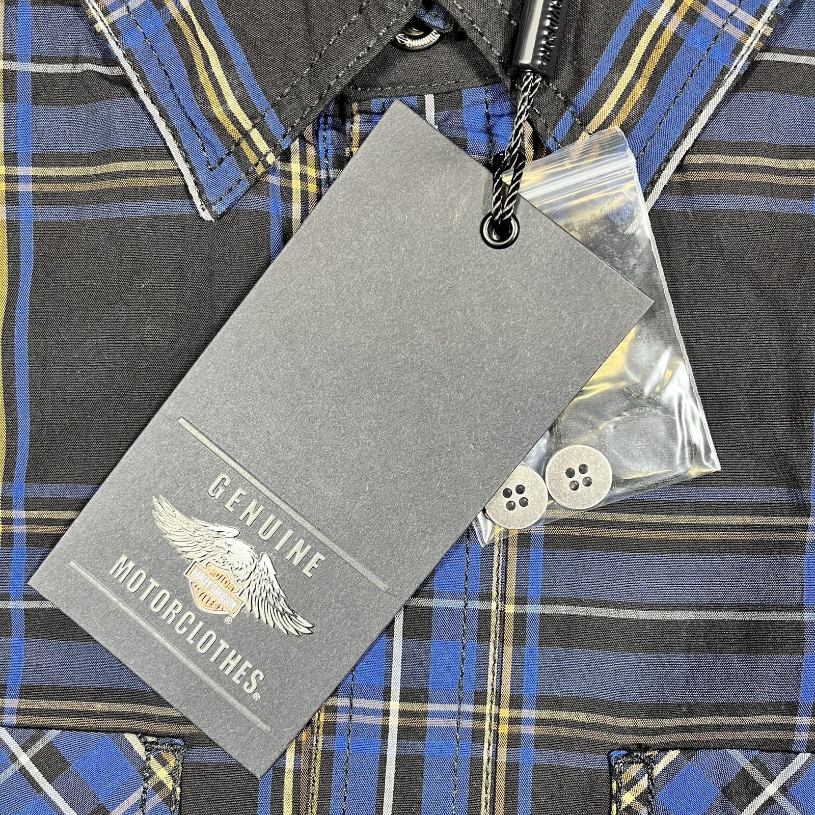 Harley-Davidson Mens Shirt Size M Blue Plaid Short Sleeve Button Down 115 Years
