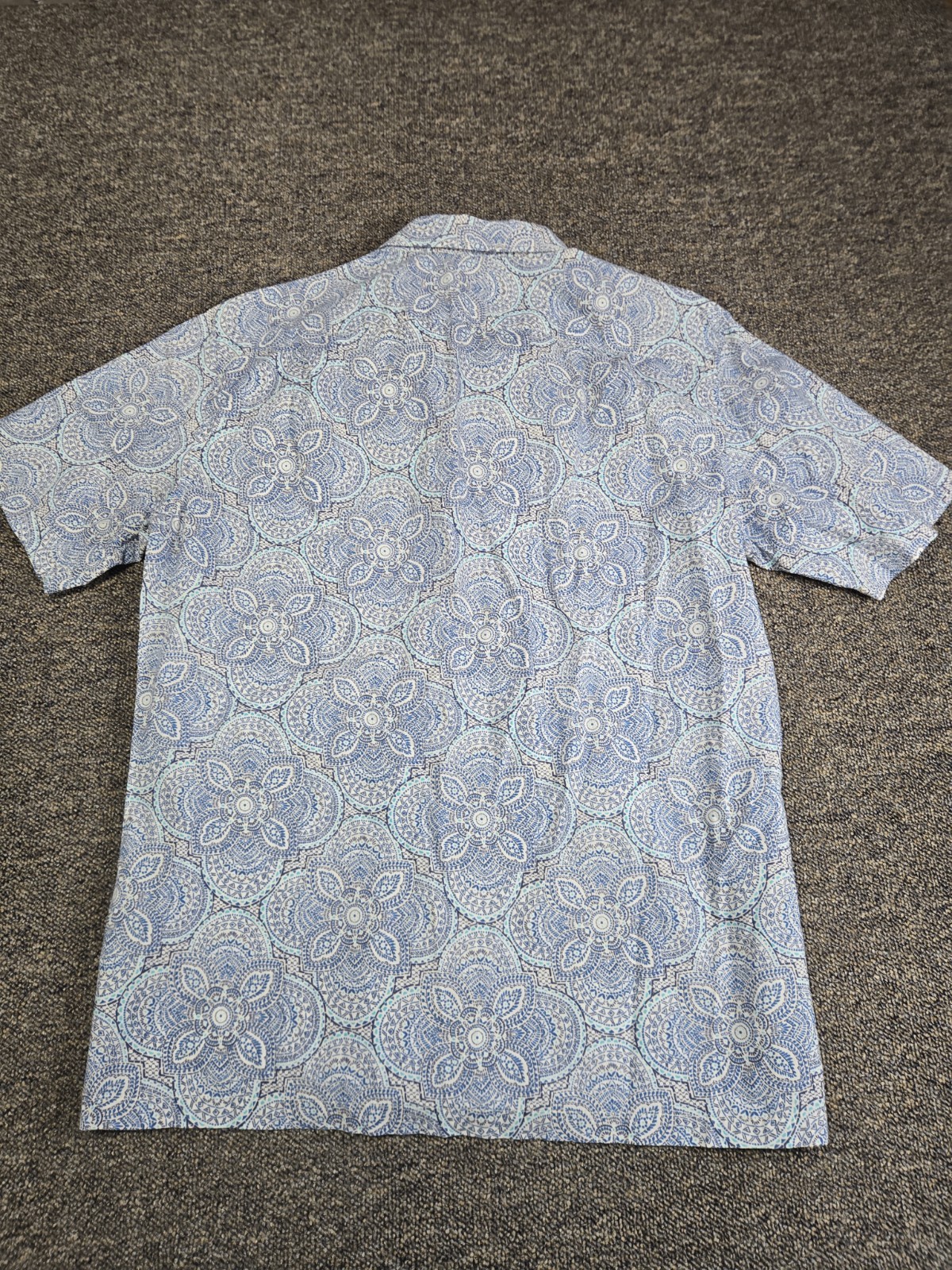 Tori Richard Hawaiian Shirt Mens Medium Palm Blue Print Cotton