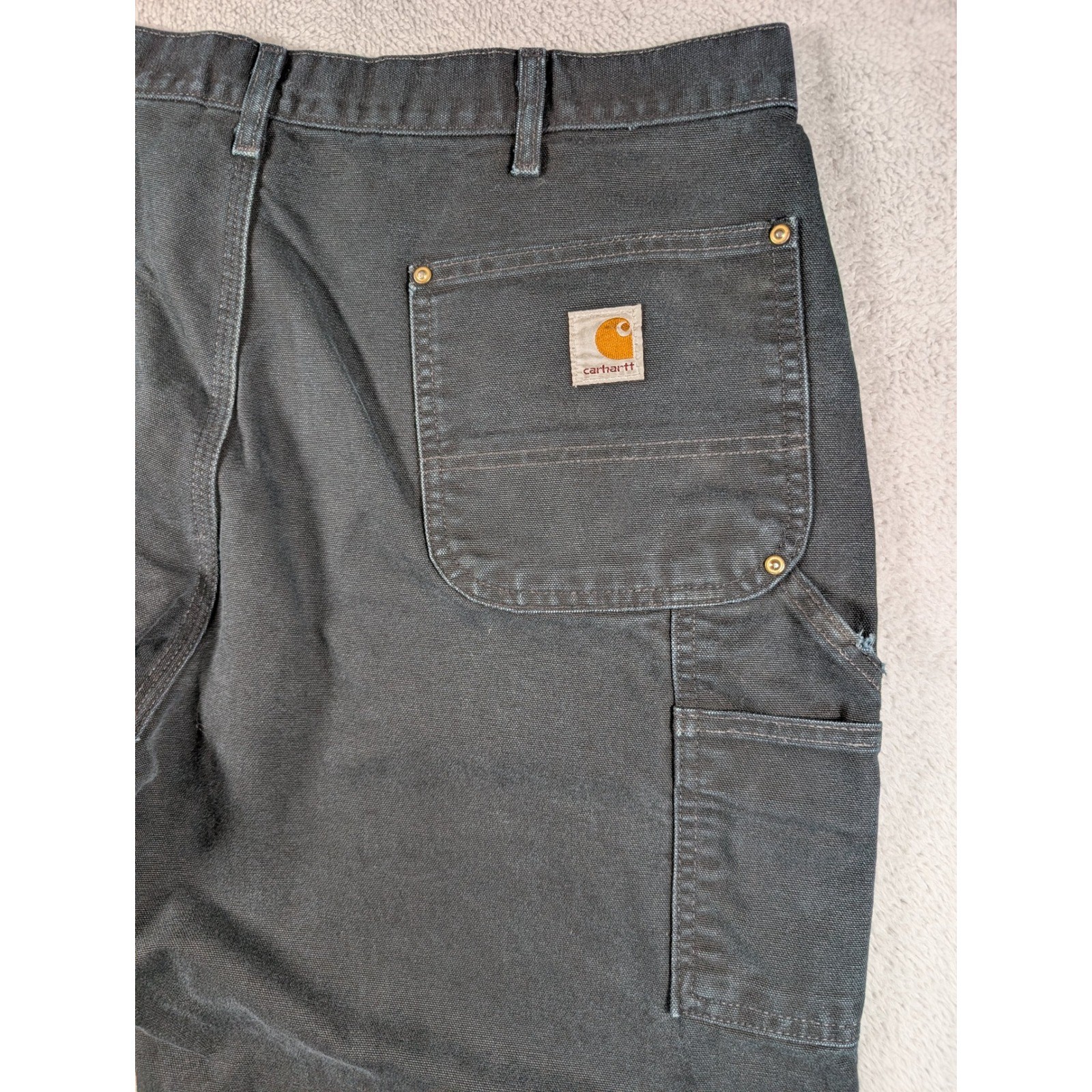 Carhartt B01 BLK Double Knee Work Pants Mens 40×32 Black Duck Canvas USA Made