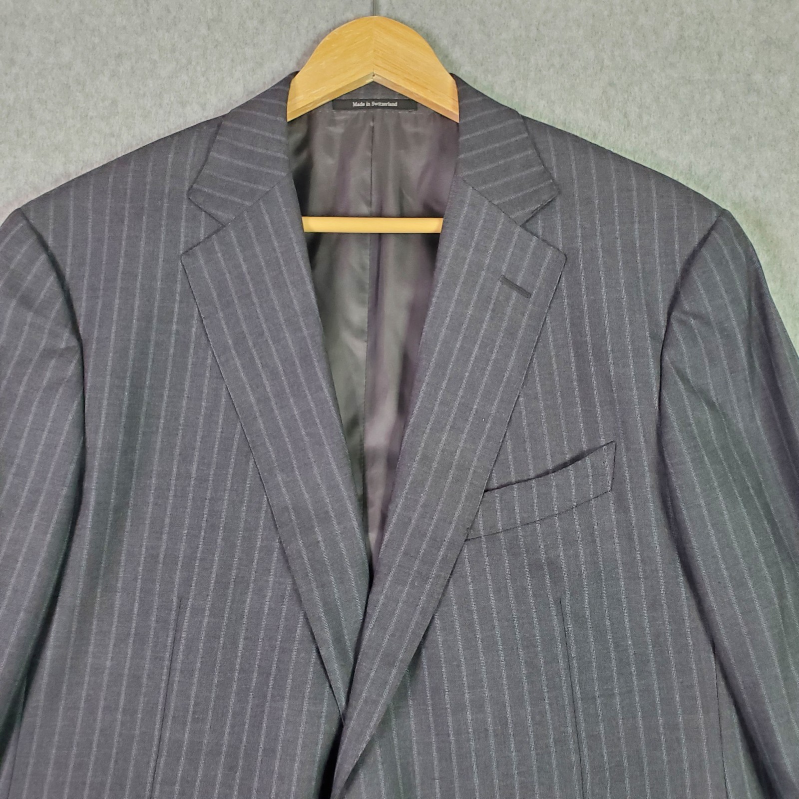Ermenegildo Zegna Suit Mens 46R Gray 2 Button 100% Wool Pinstripe Pants 39×28