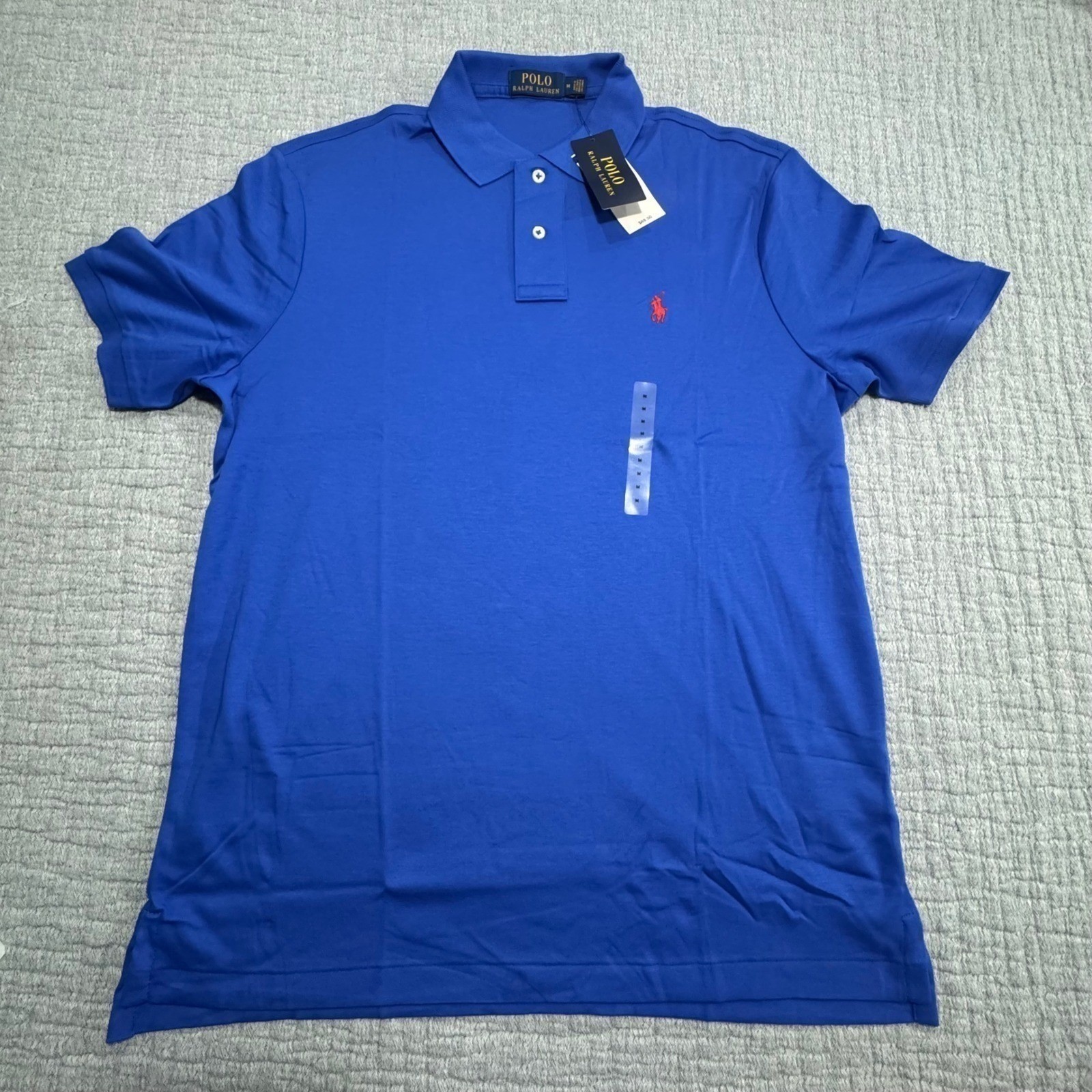 NWT Polo Ralph Lauren Golf Polo Soft Cotton Shirt Men’s Medium Blue W/ Red Pony