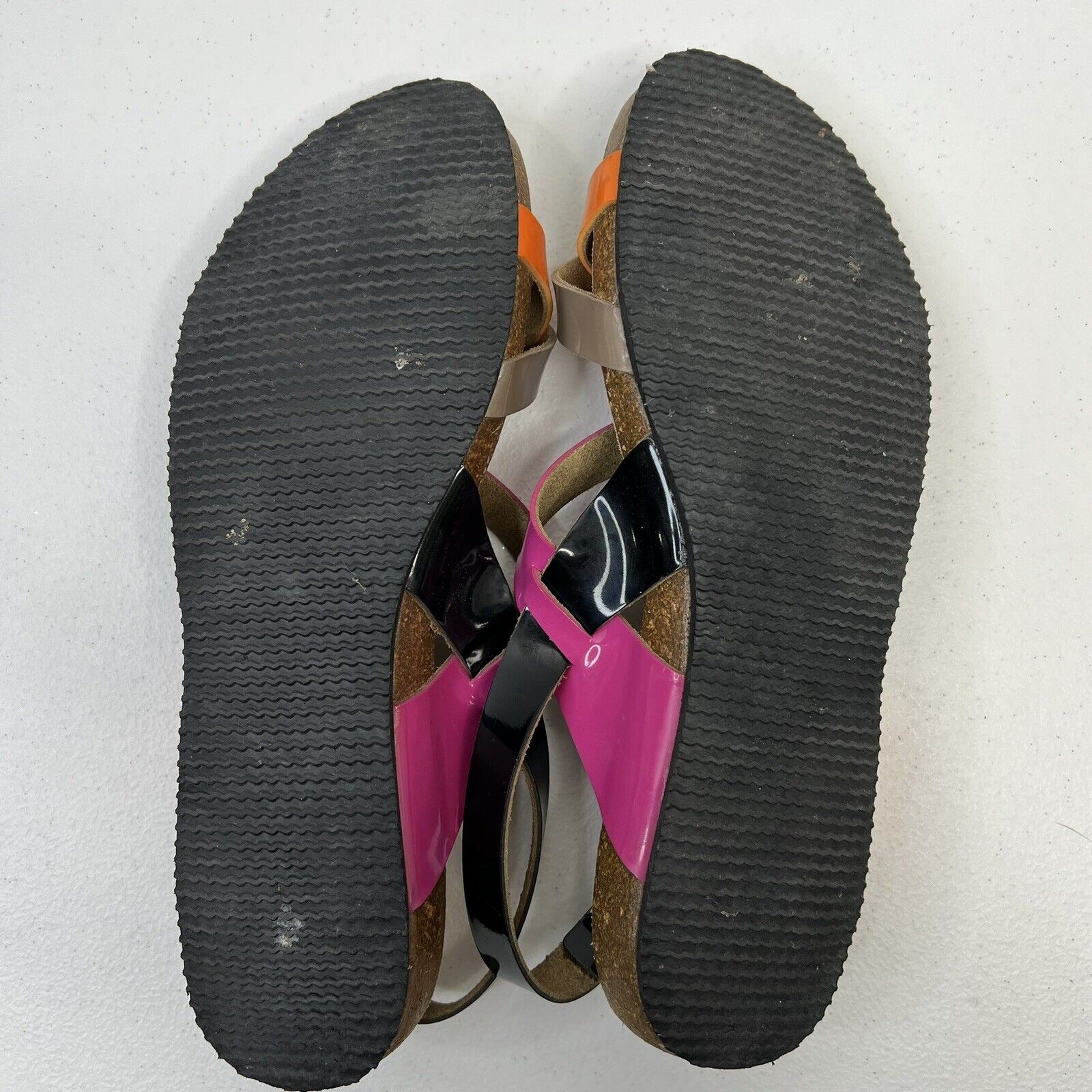 Rafting Goldstar Size 40 9.5 Sandal Soft Footbed Patent Micro Leather Strappy
