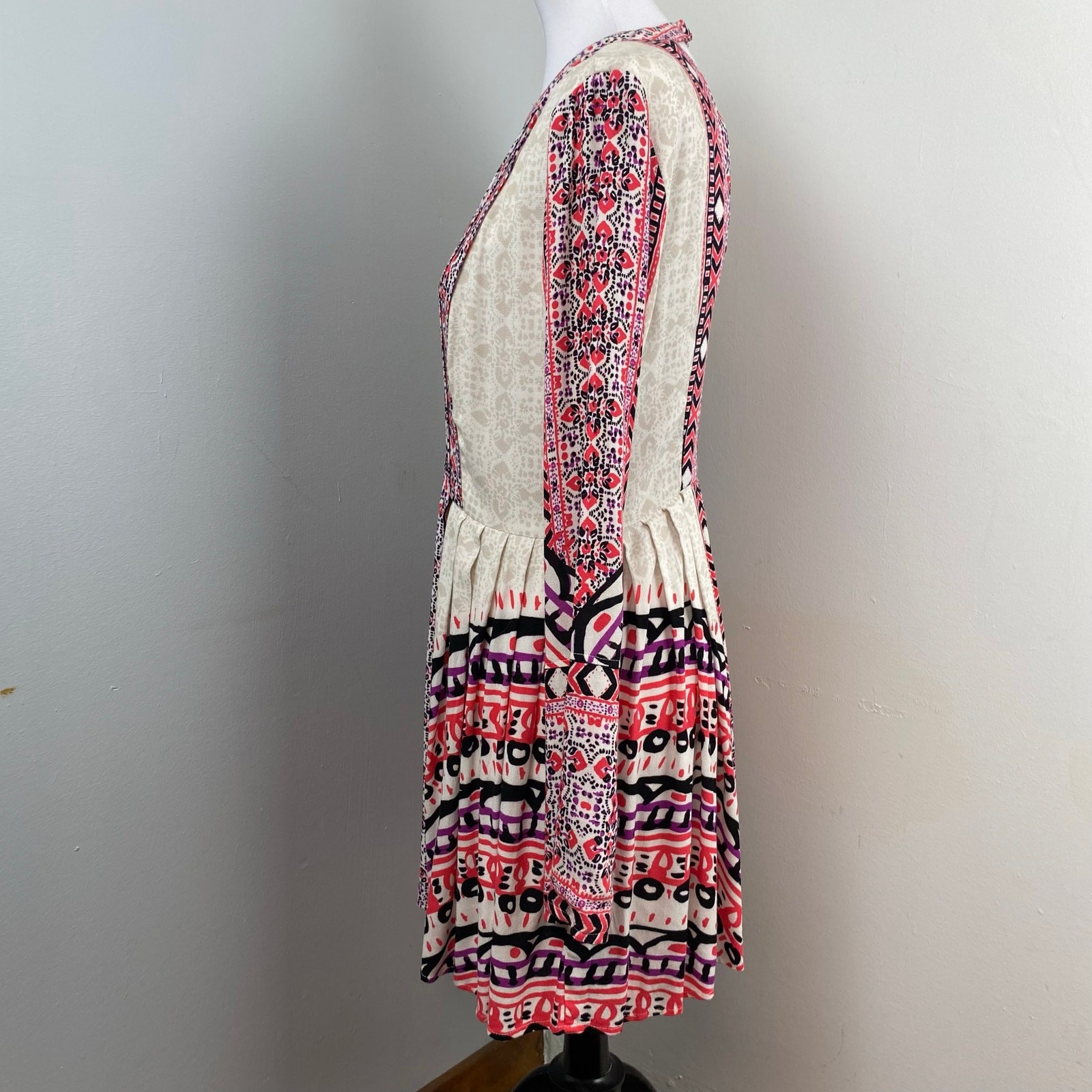 Free People Tegan Border Printed Midi Dress in Ivory Size 6 Boho