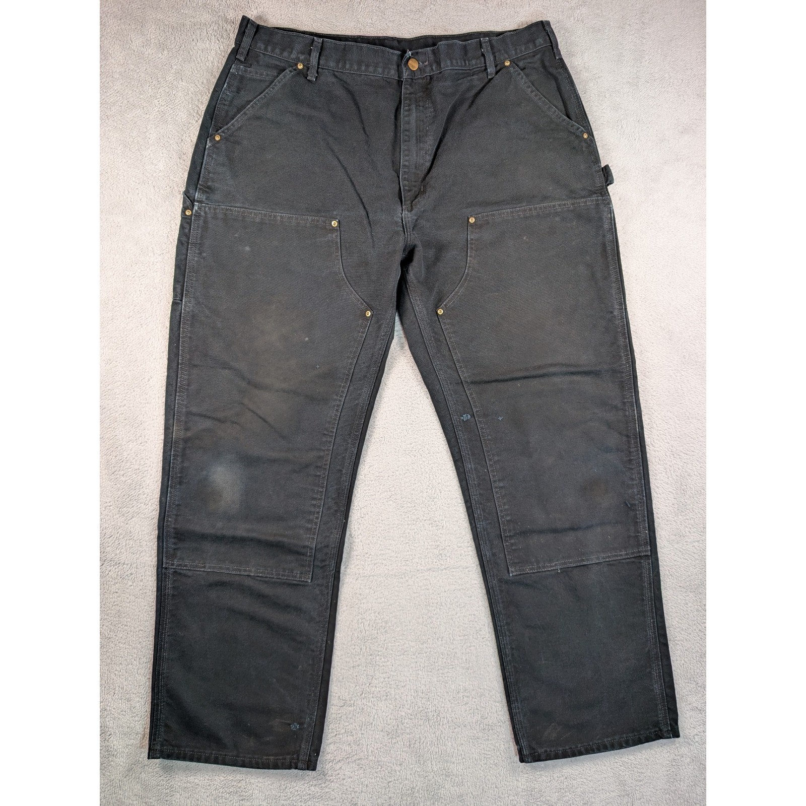 Carhartt B01 BLK Double Knee Work Pants Mens 40×32 Black Duck Canvas USA Made