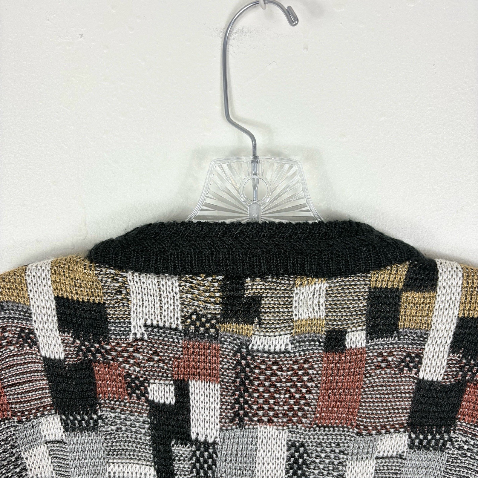 Vtg 80s 90s Men’s Sweater Large Geometric Grandpa Grunge Hip Hop Preppy Academia