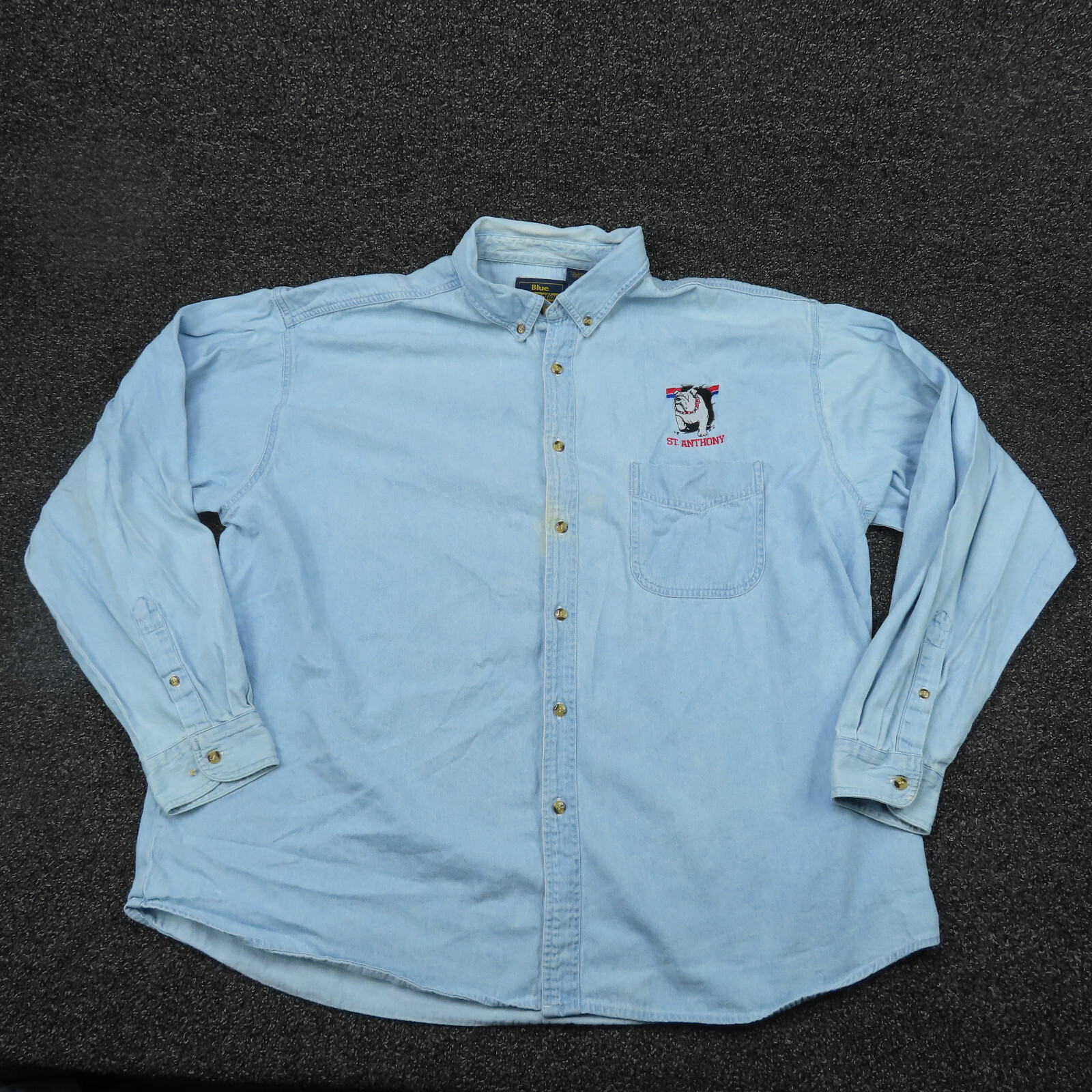 Blue Generation Shirt Adult 2XL Blue Long Sleeve Button Up Casual Workwear Mens