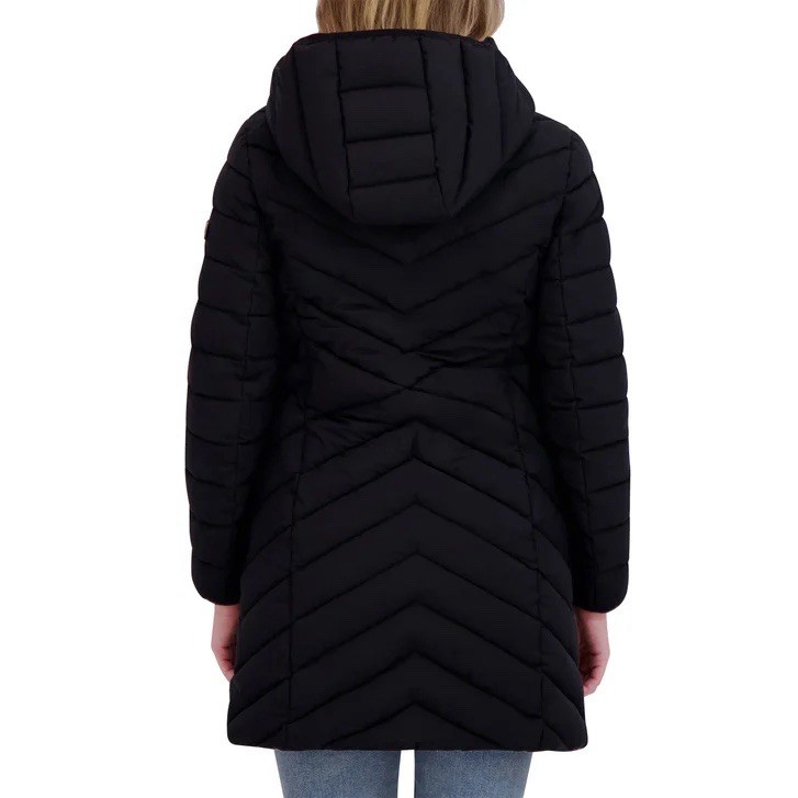 Dkny Women’s Hooded Puffer Jacket, Black, Size S