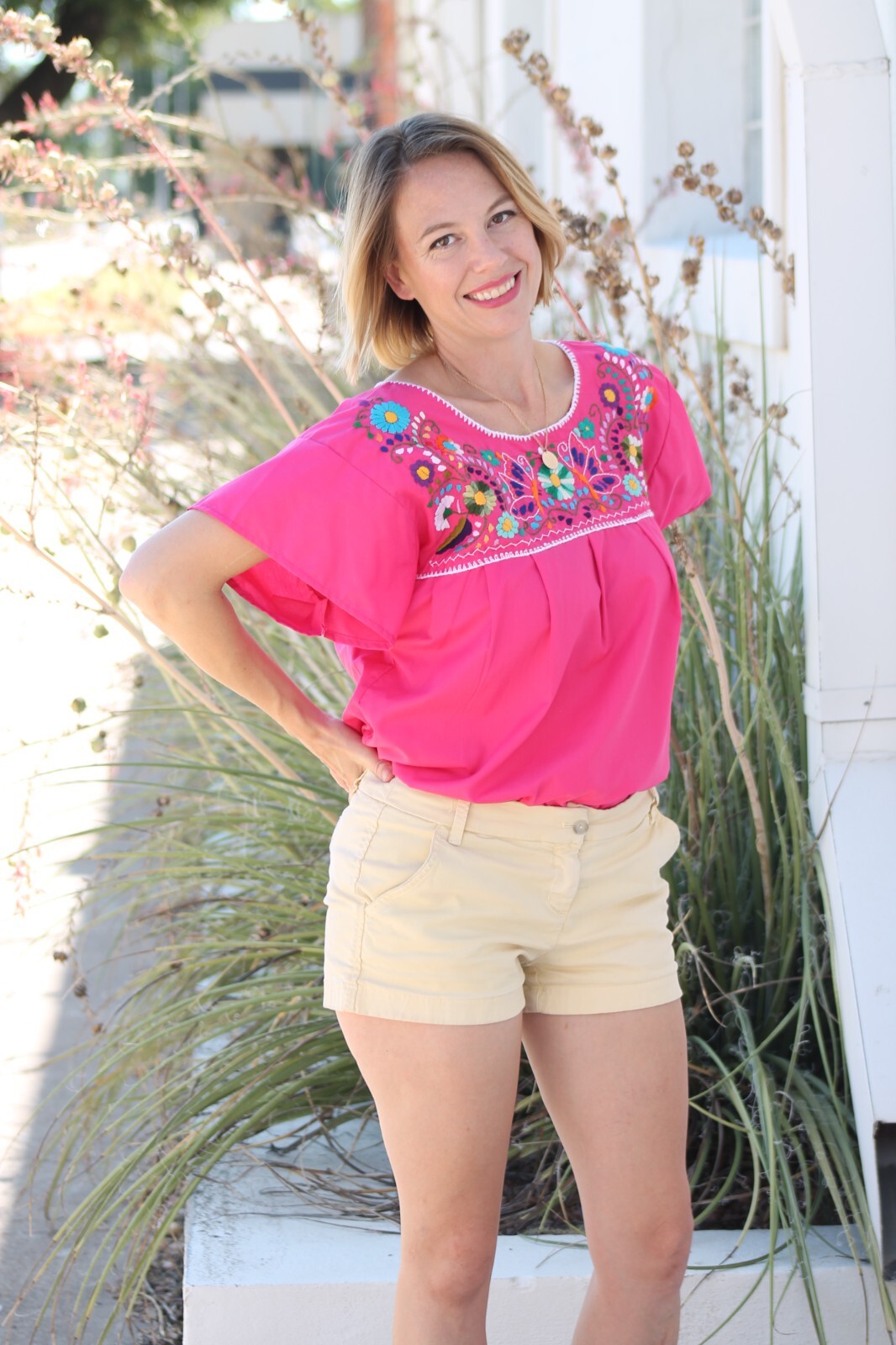 Mexican Blouse Puebla Hand Embroidered Assorted Sizes and Colors S to 3XL