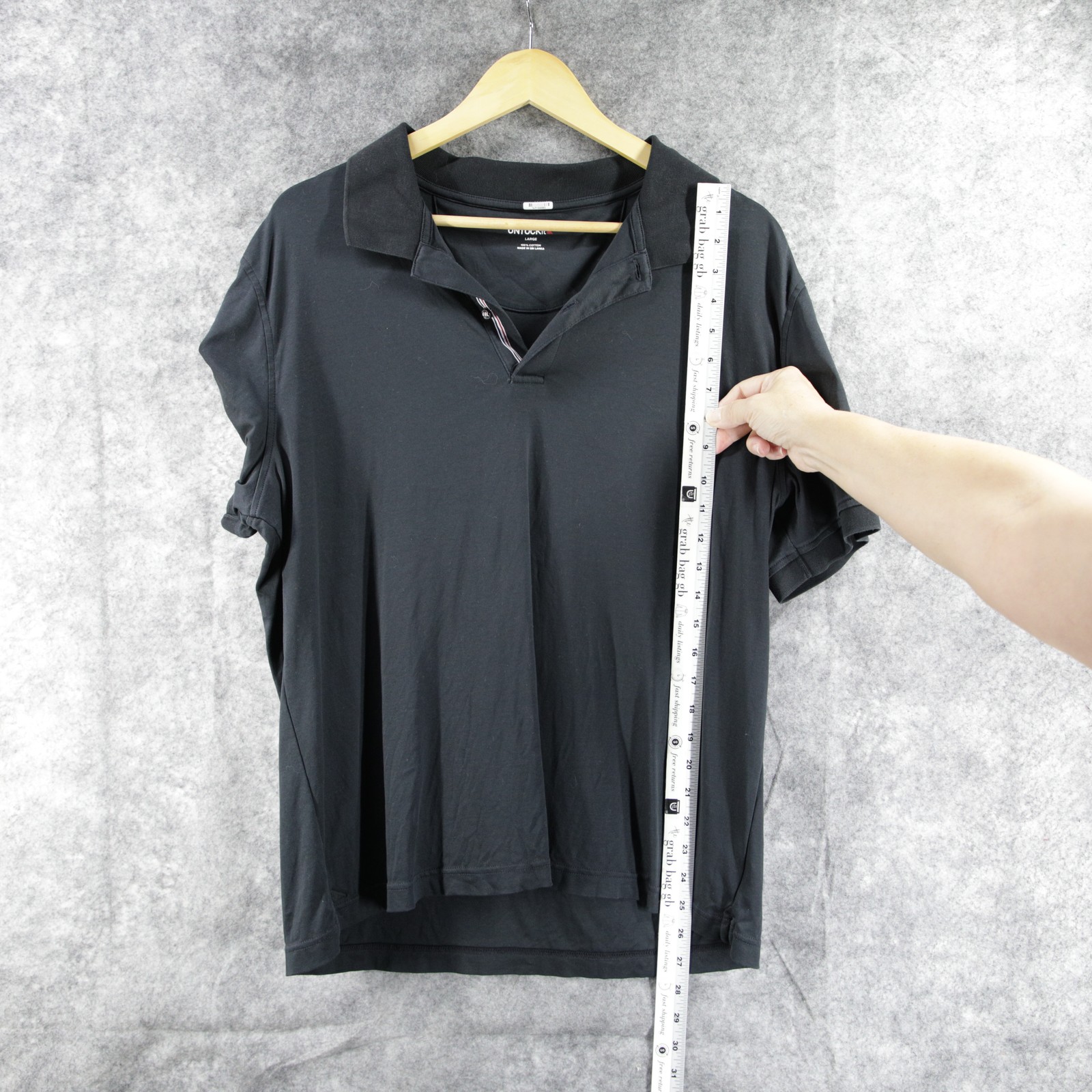 UNTUCKit Polo Shirt Mens Large Black Short Sleeve Casual Cotton Made Sri Lanka
