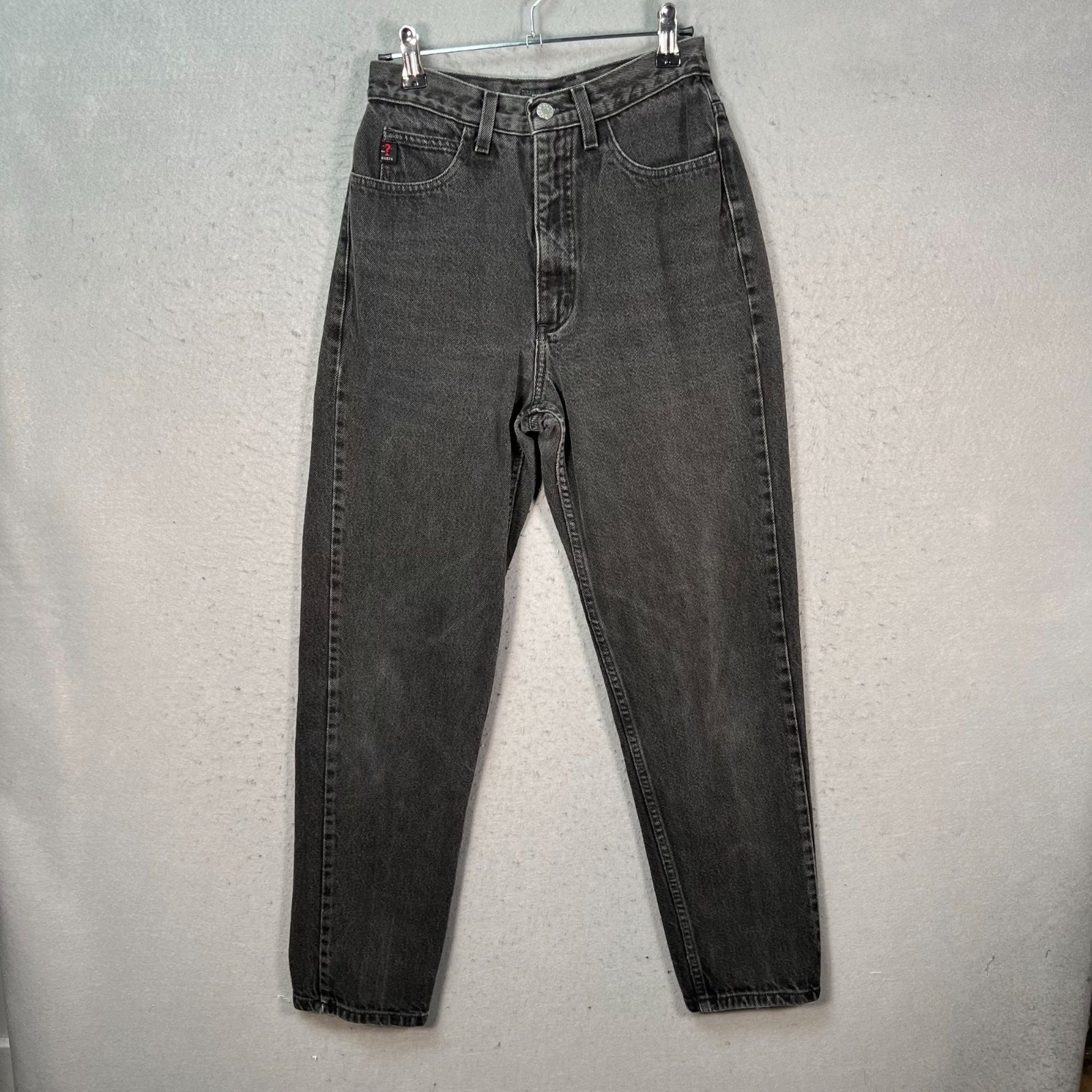 VTG Guess Womens Size 30 (24 in Waist) High-Waisted Tapered Black Denim Pants