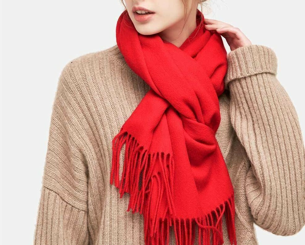 Mens Womens Winter Plain Solid Wool Scotland Made 100% Cashmere Scarf Scarves