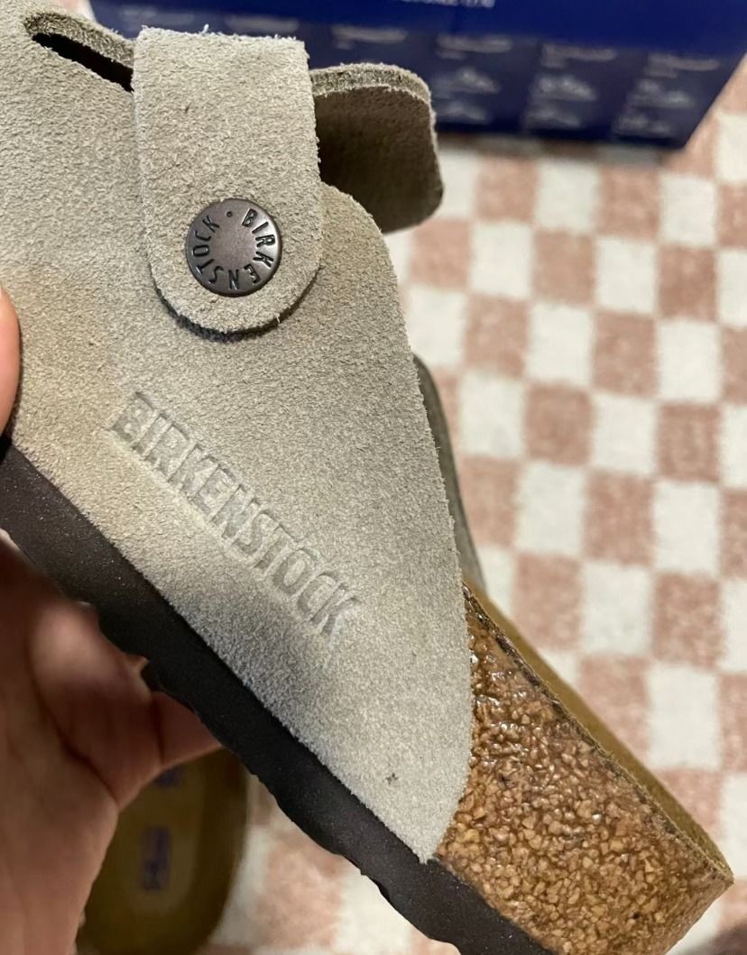 New Birkenstock Boston Suede Leather Soft Footbed Taupe