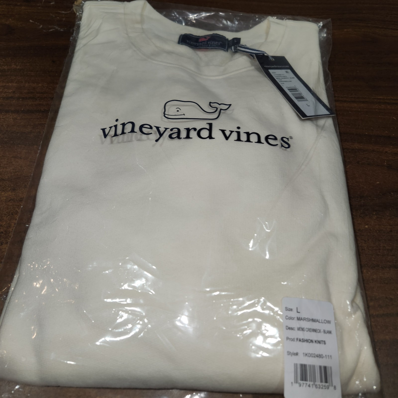 NWT Men’s Vineyard Vines Knits Core Blank Sweatshirt Crewneck Marshmallow Size L