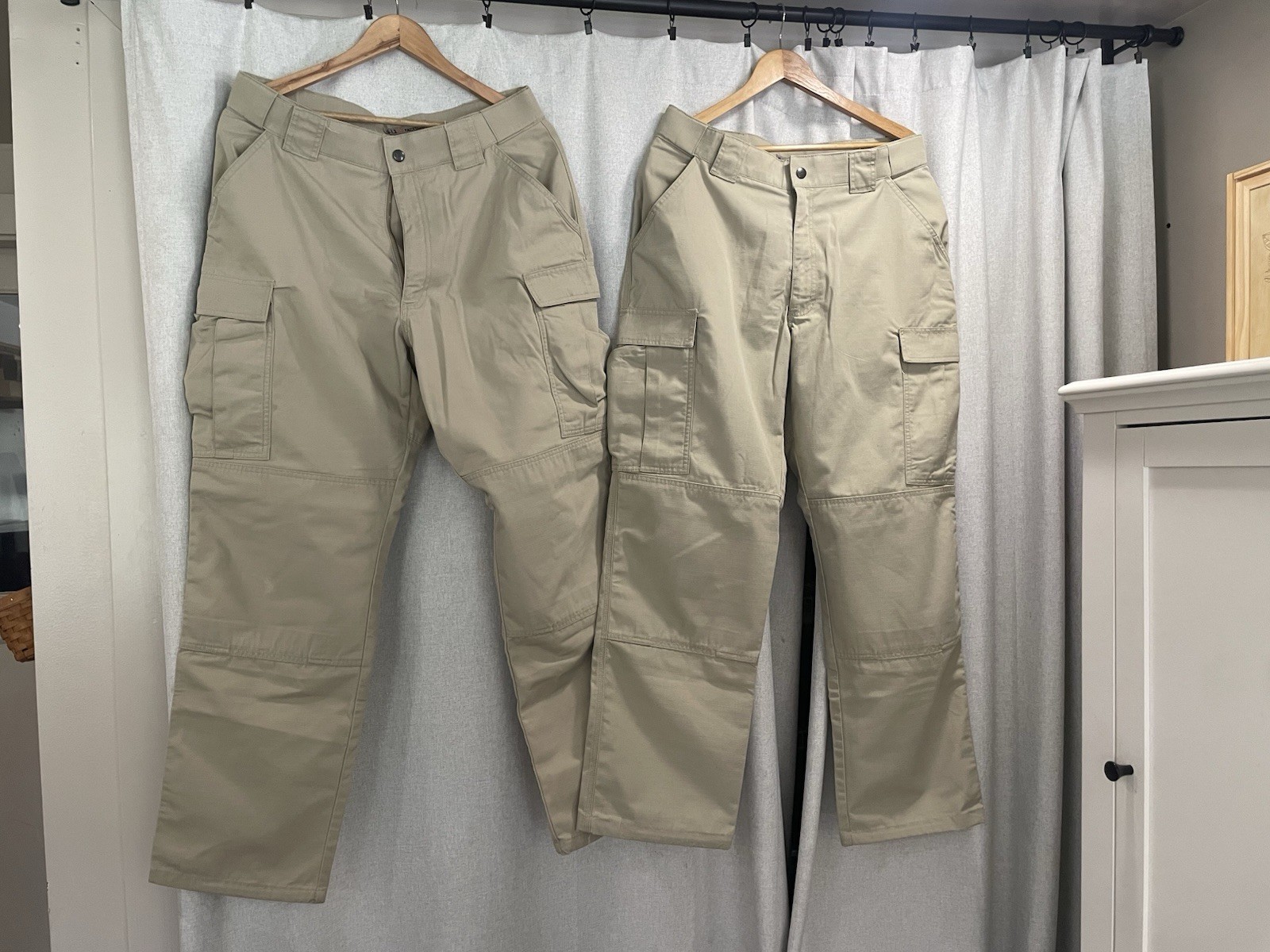 2x 5.11 Tactical Pants Large Regular Khaki Cargo Ripstop Duty Work EUC
