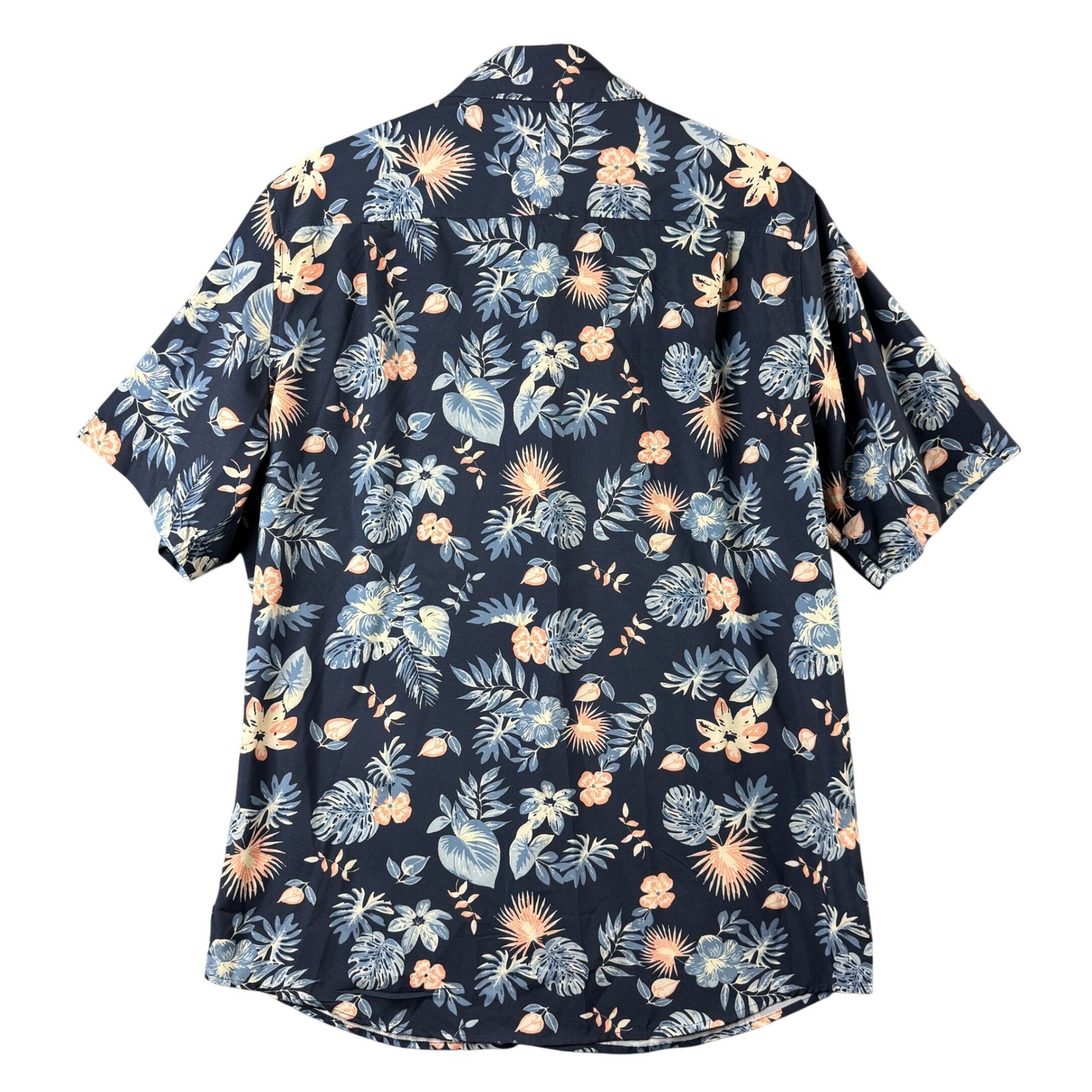 Chaps Mens Everyday Performance Floral Tropical Button Down Shirt Navy Blue M