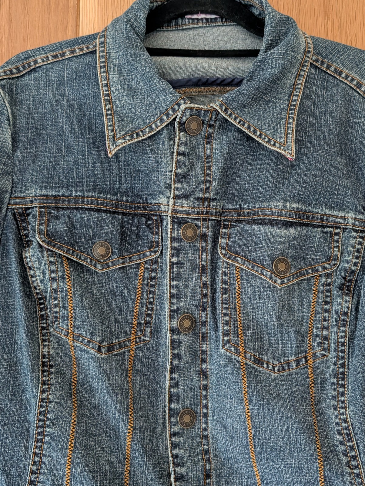 Butterfly by Matthew Williamson Denim Jacket Size 12 Y2K Pink Rhinestone
