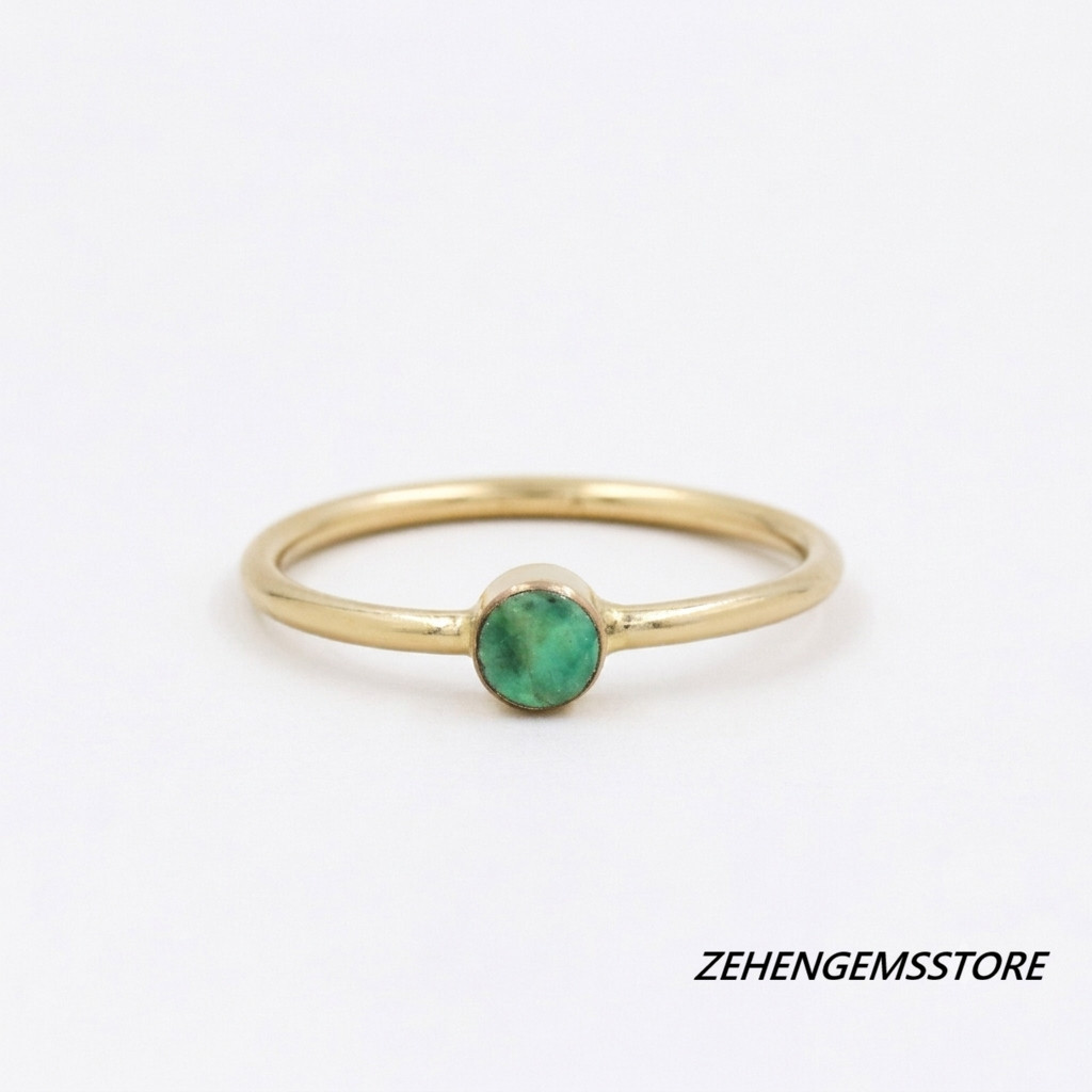 Lab created 925 Sterling Silver Gold Plated Lab Created Emerald Bezel Ring