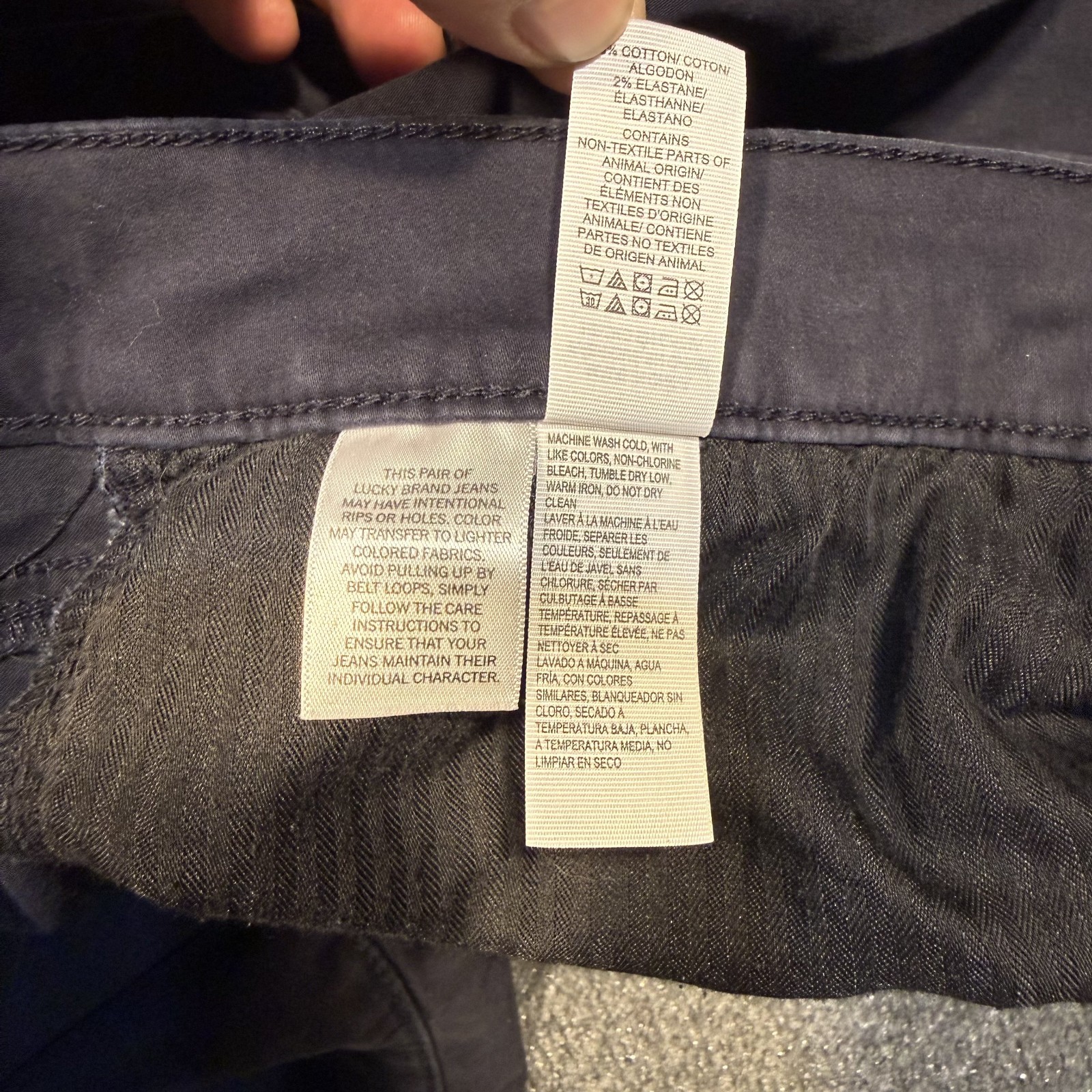 Lucky Brand 121 Slim Straight Pants Mens 38×30 Blue Navy Khaki 5 Pocket Stretch