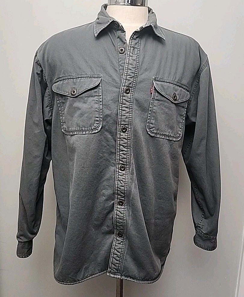 Levi’s Jacket Shacket Shirt Mens XL Sherpa Lined Button Up Light Gray