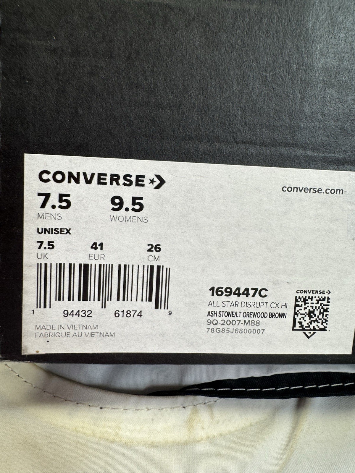 Size 7.5 – Converse All Star Disrupt CX High Ash Stone