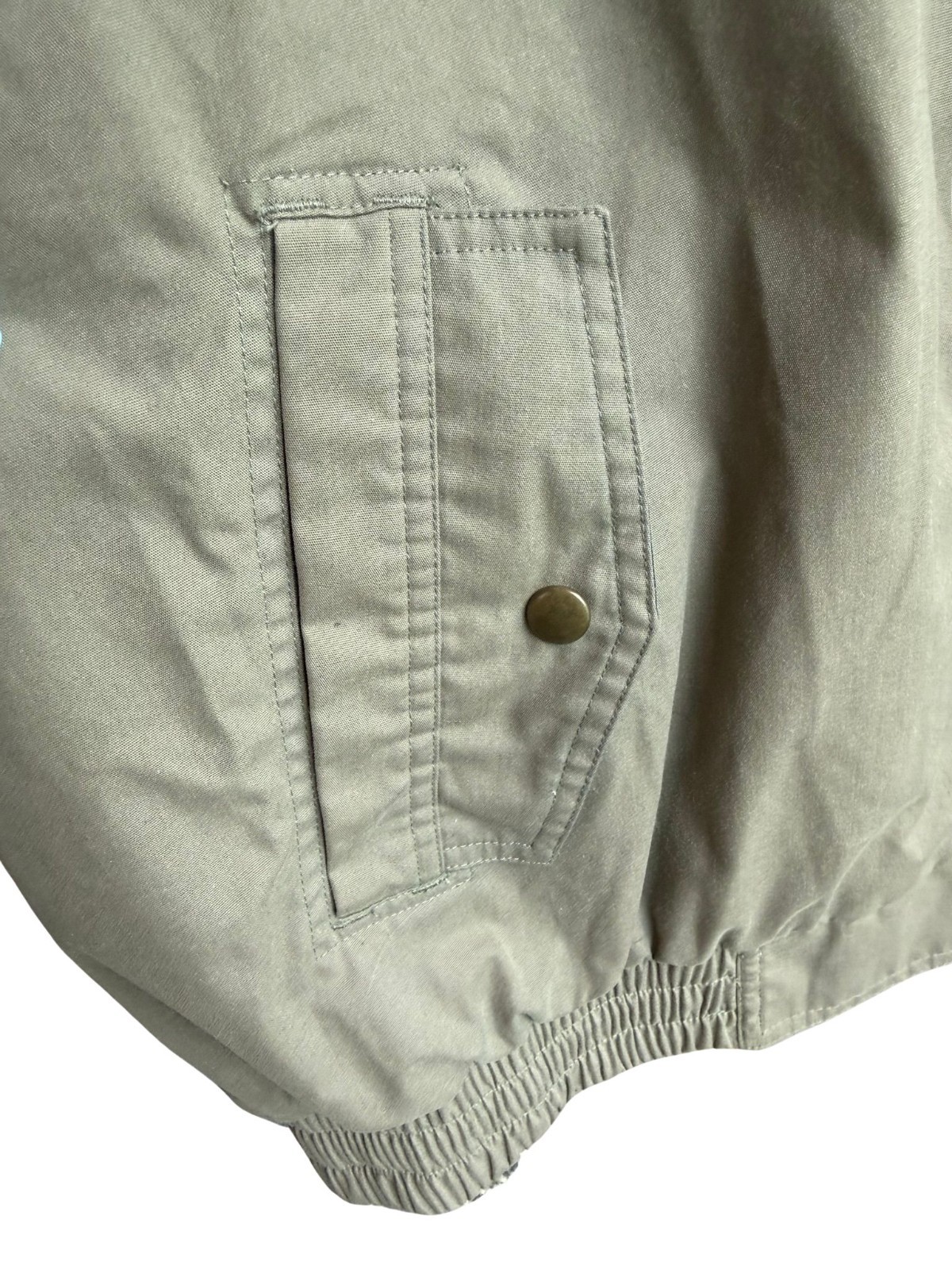 Vintage Original Windbreaker Jacket 3X Khaki Navy Full Zip Snap Front Made in Ho