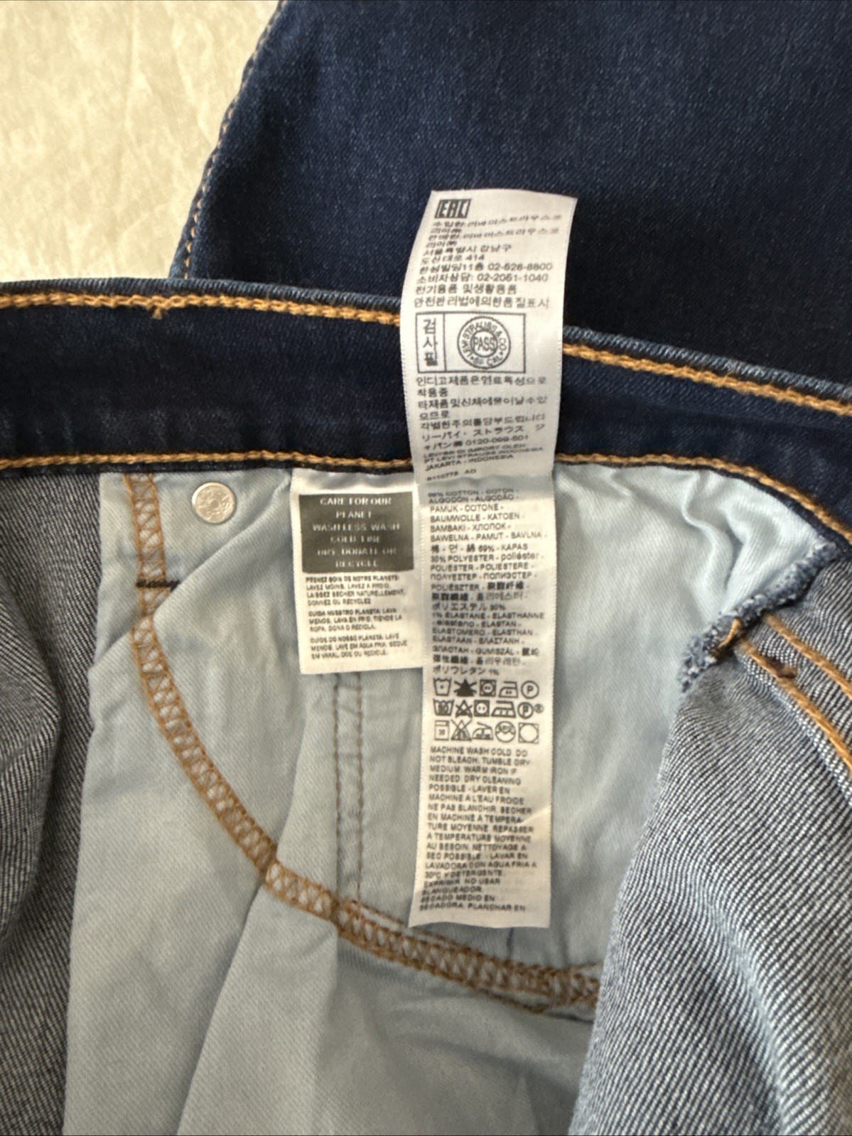 Levi’s 502 Regular Fit Zip Fly Tapered Denim Jeans 34X32 Men’s Dark Blue Stretch