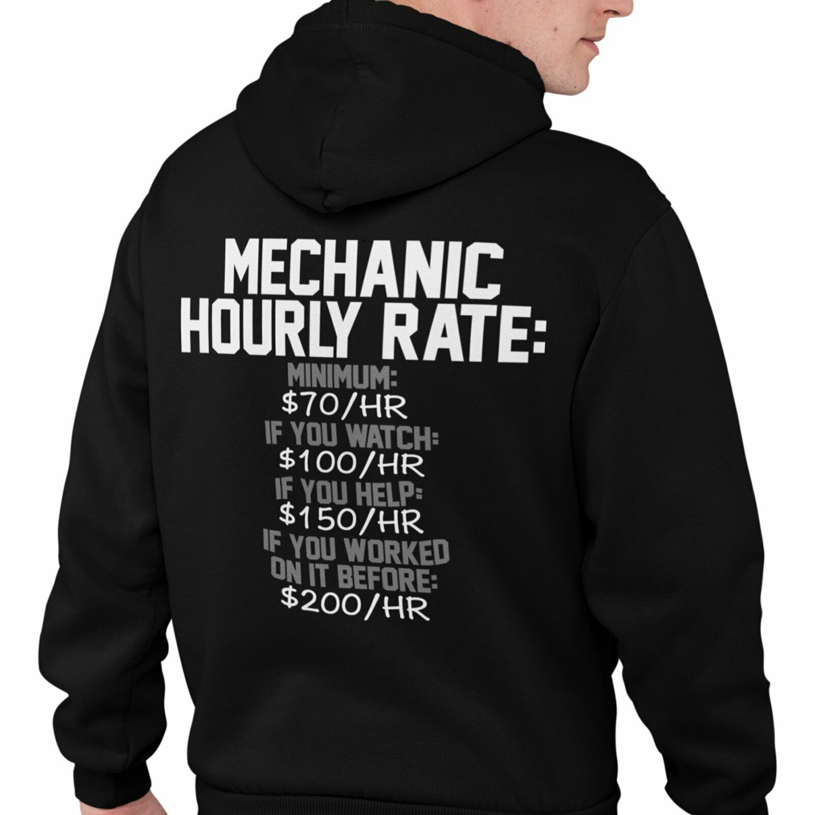 MECHANIC HOURLY RATE HOODIE Mechanic Jdm Boost Turbo Race Car Auto