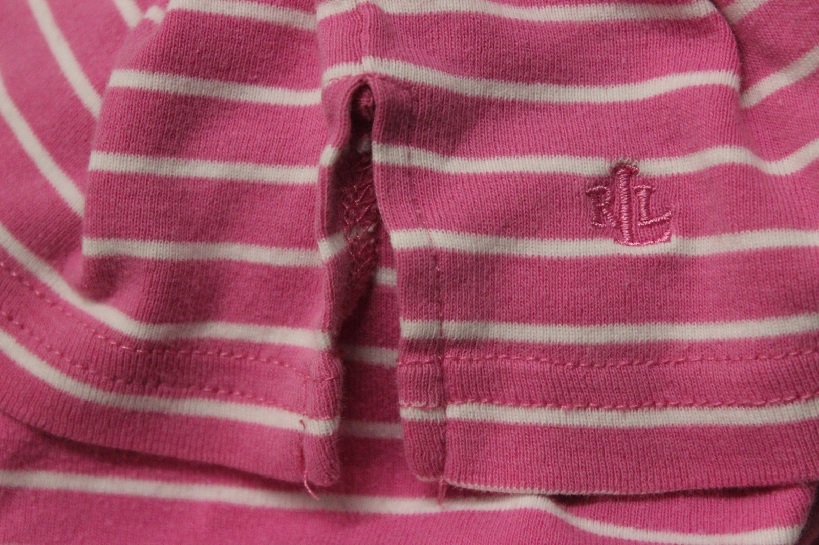 Lauren Ralph Lauren Blouse Women’s Size 1X Pink White Striped Short Sleeve VTG