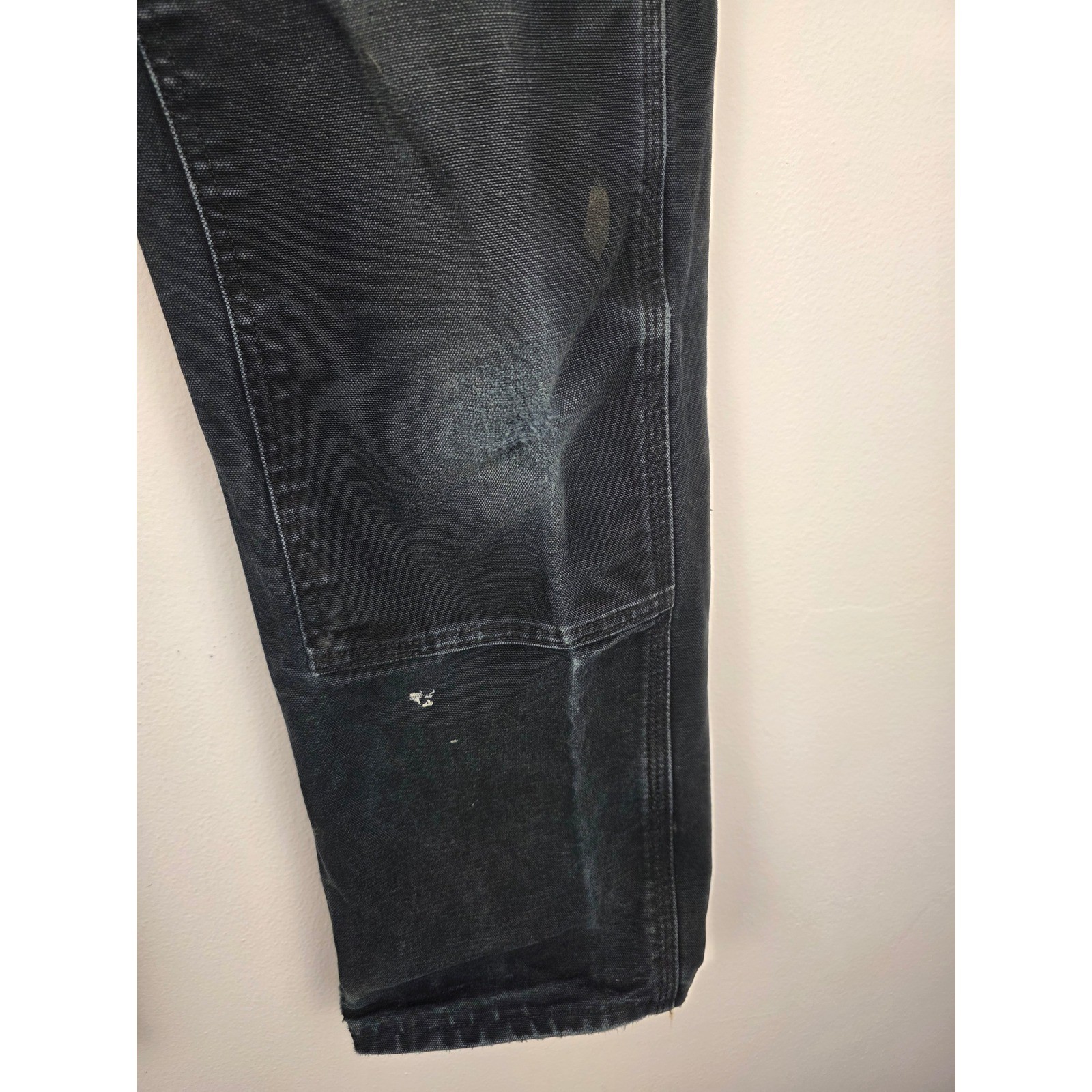 Carhartt B01BLK Double Knee Work Pants Men 32×30 Black Faded Made USA Distressed