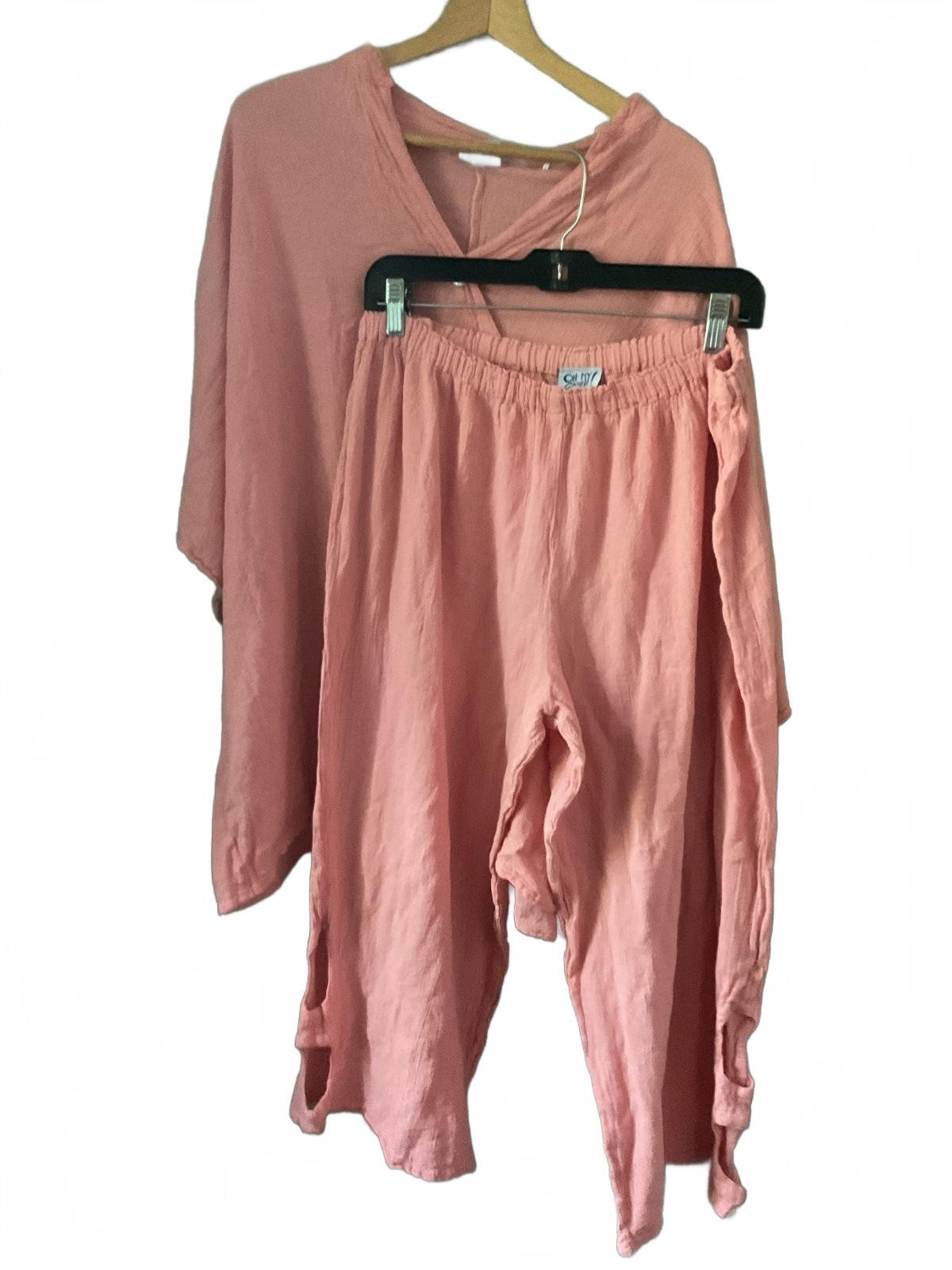 Oh My Gauze! Peach/Pink Lightweight Cotton Top and Pants Set L/XL