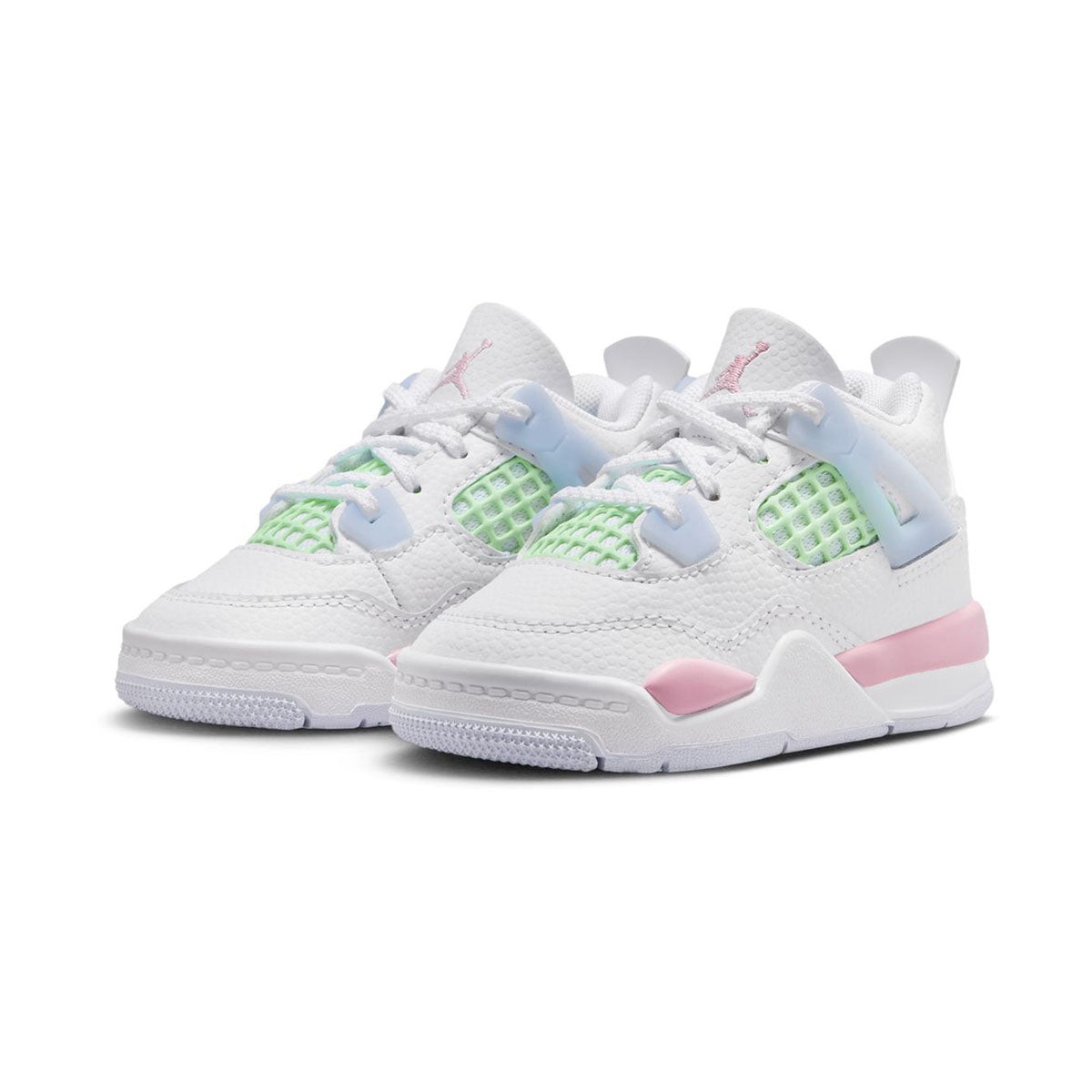 TODDLER JORDAN 4 RETRO_WHITE/MED SOFT PINK-HALF BLUE IB7070-100-SIZE 8