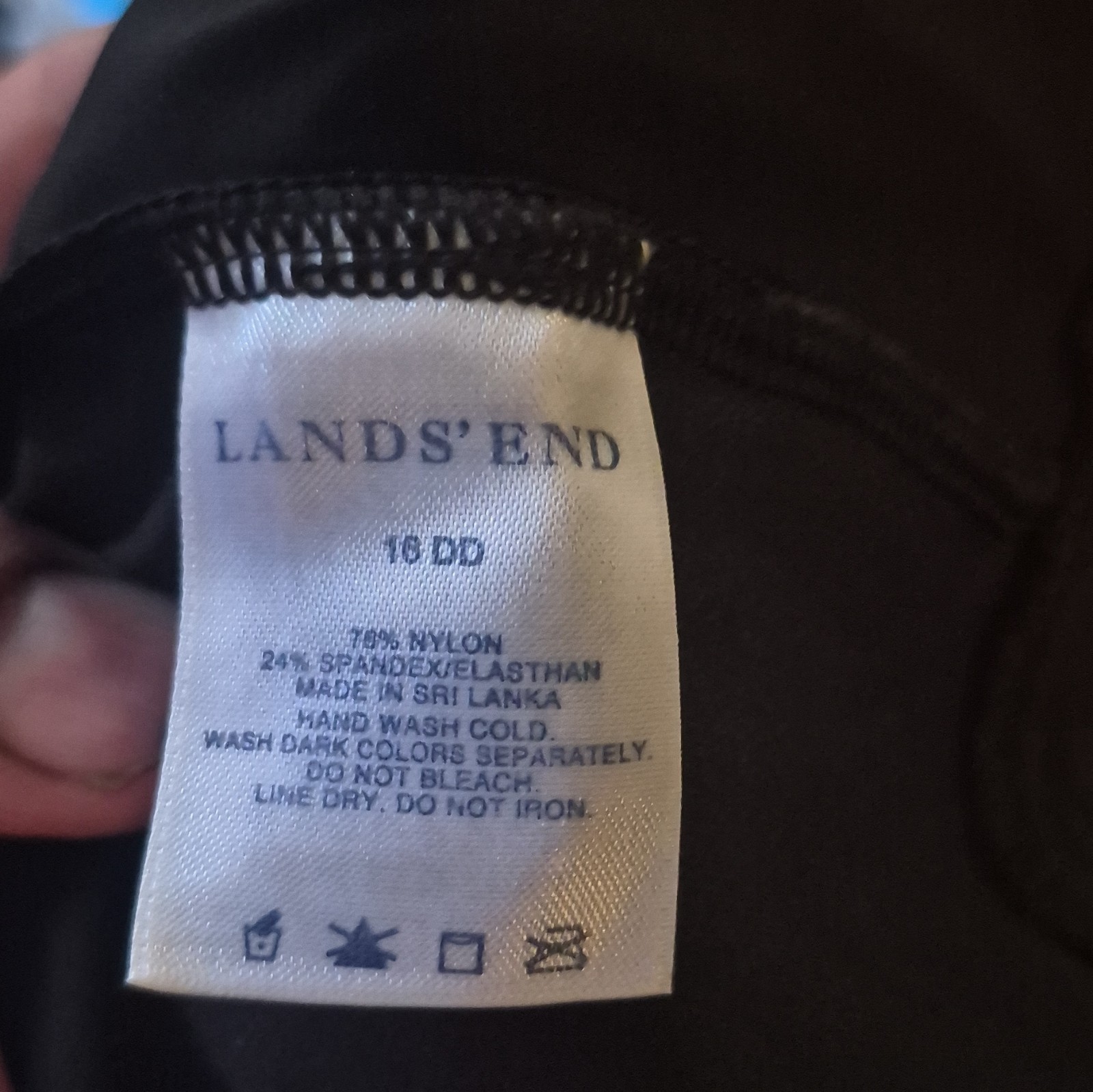 Lands’ End Women’s Black Solid One Piece Halter Swimsuit Size 16 DD