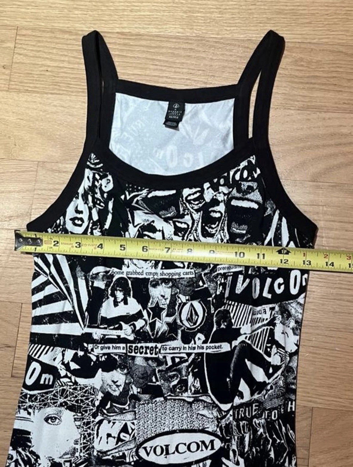 Rare Volcom x Georgia May Jagger Black/White Graffiti Bodycon Tank Dress XS/TP/8