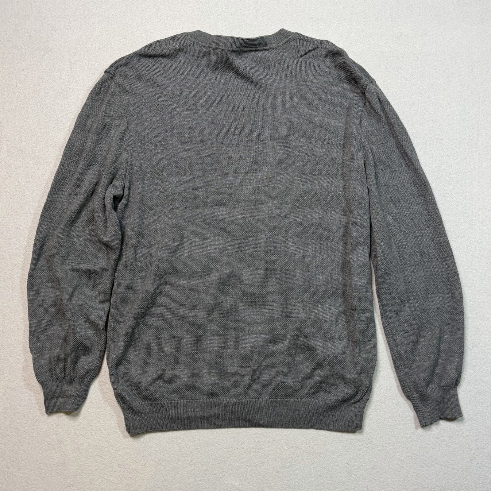 Lacoste Gray Cardigan Button Front Sweater Men’s Sz 6 XL Strip Pattern