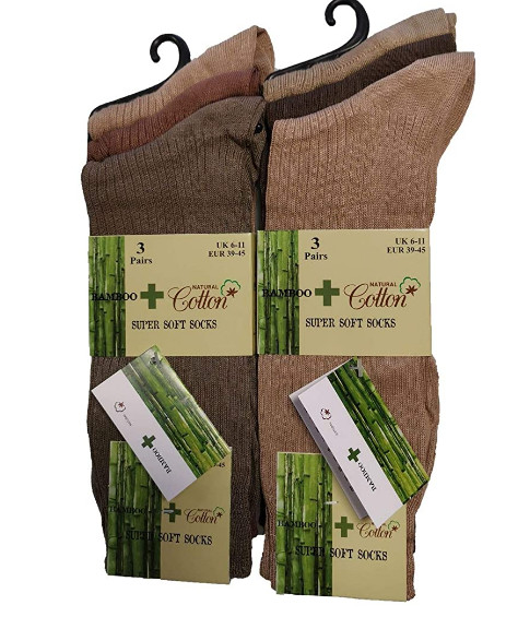Mens Bamboo and Natural Cotton Super Soft Ribbed Breathable Socks 6-11