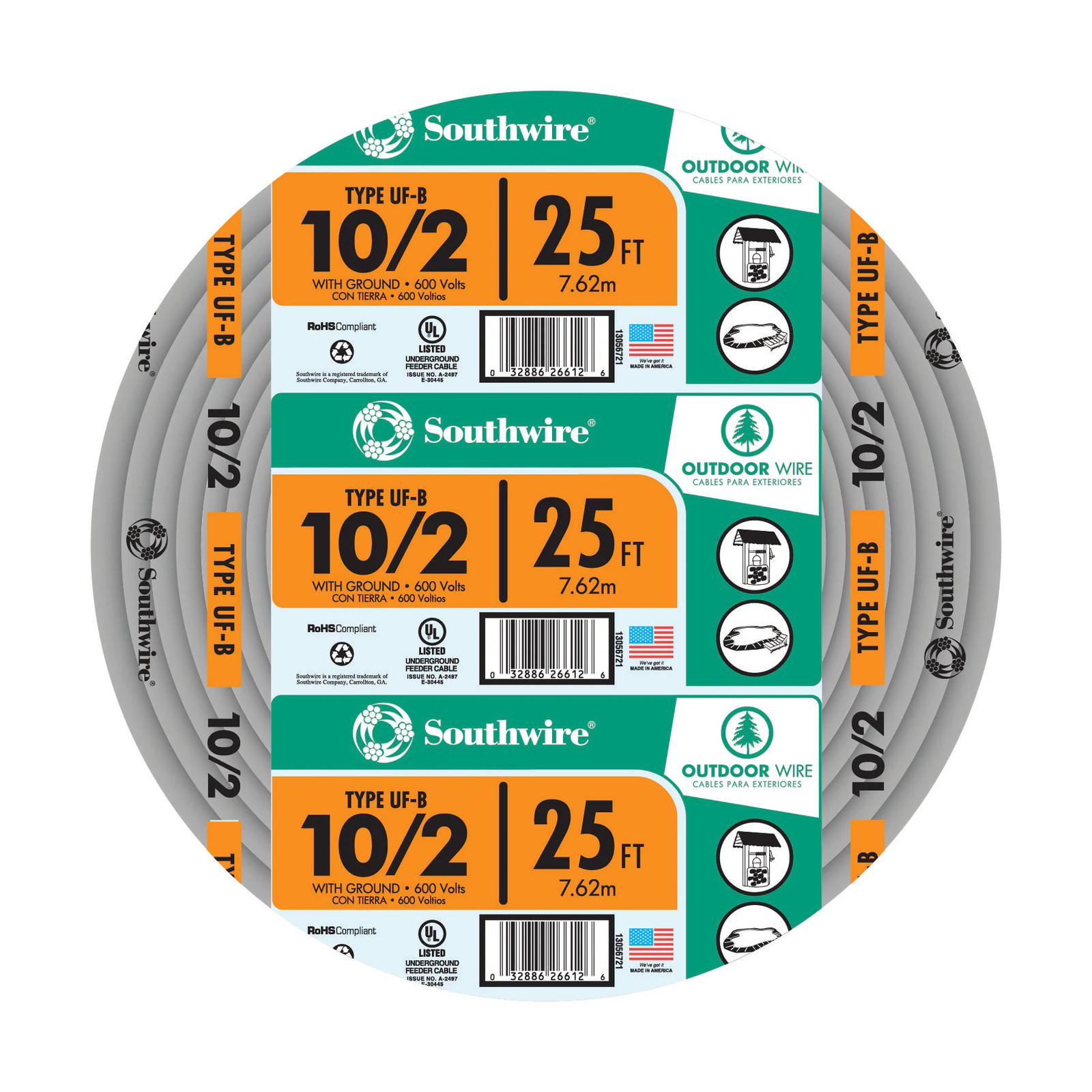 Southwire 25-ft 10 / 2 UF-B Wire W/G ( By-the-roll )|12885