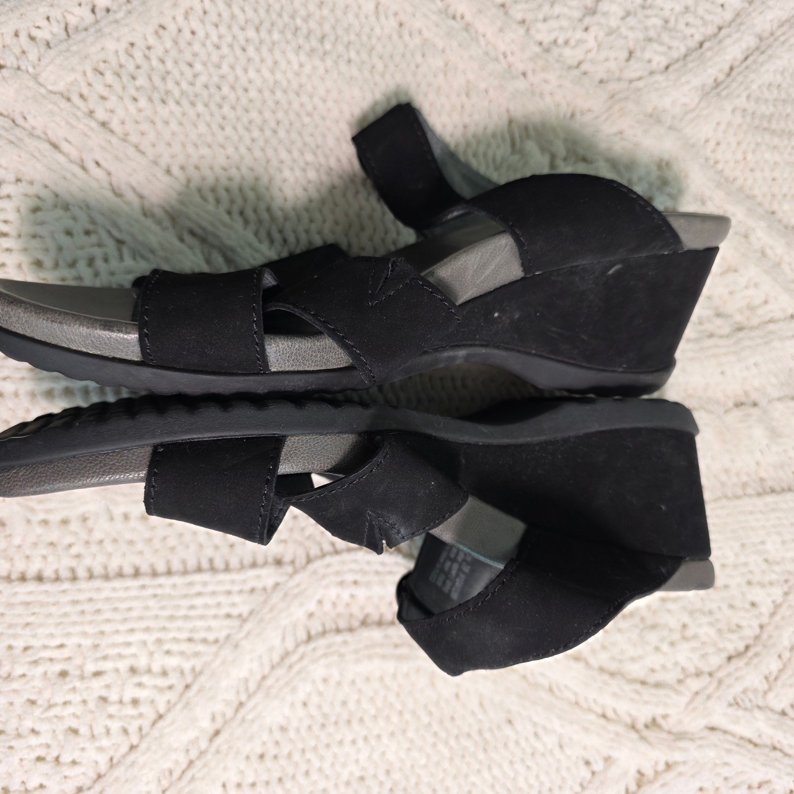 Dansko Aubree Open Back Wedge Sandals Black Suede Women 39 8.5-9 Excellent