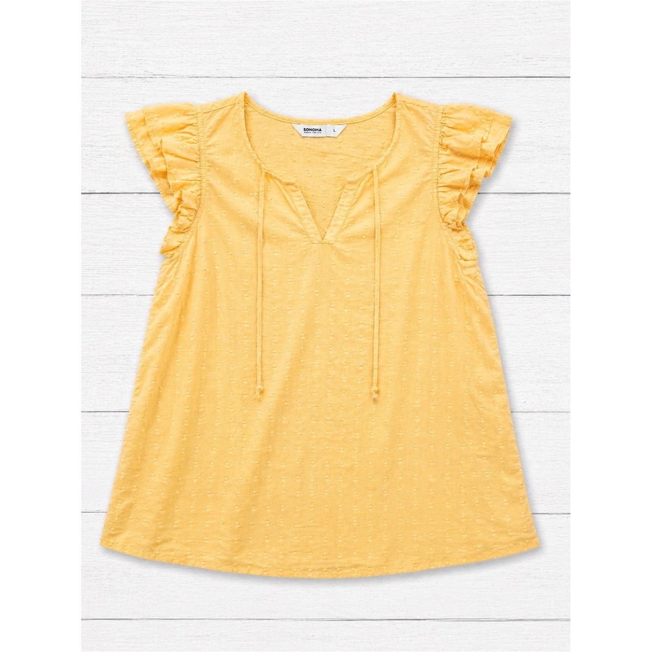 Universal Thread Mustard Yellow Flutter Sleeve Top Small Boho Summer Cottagecore