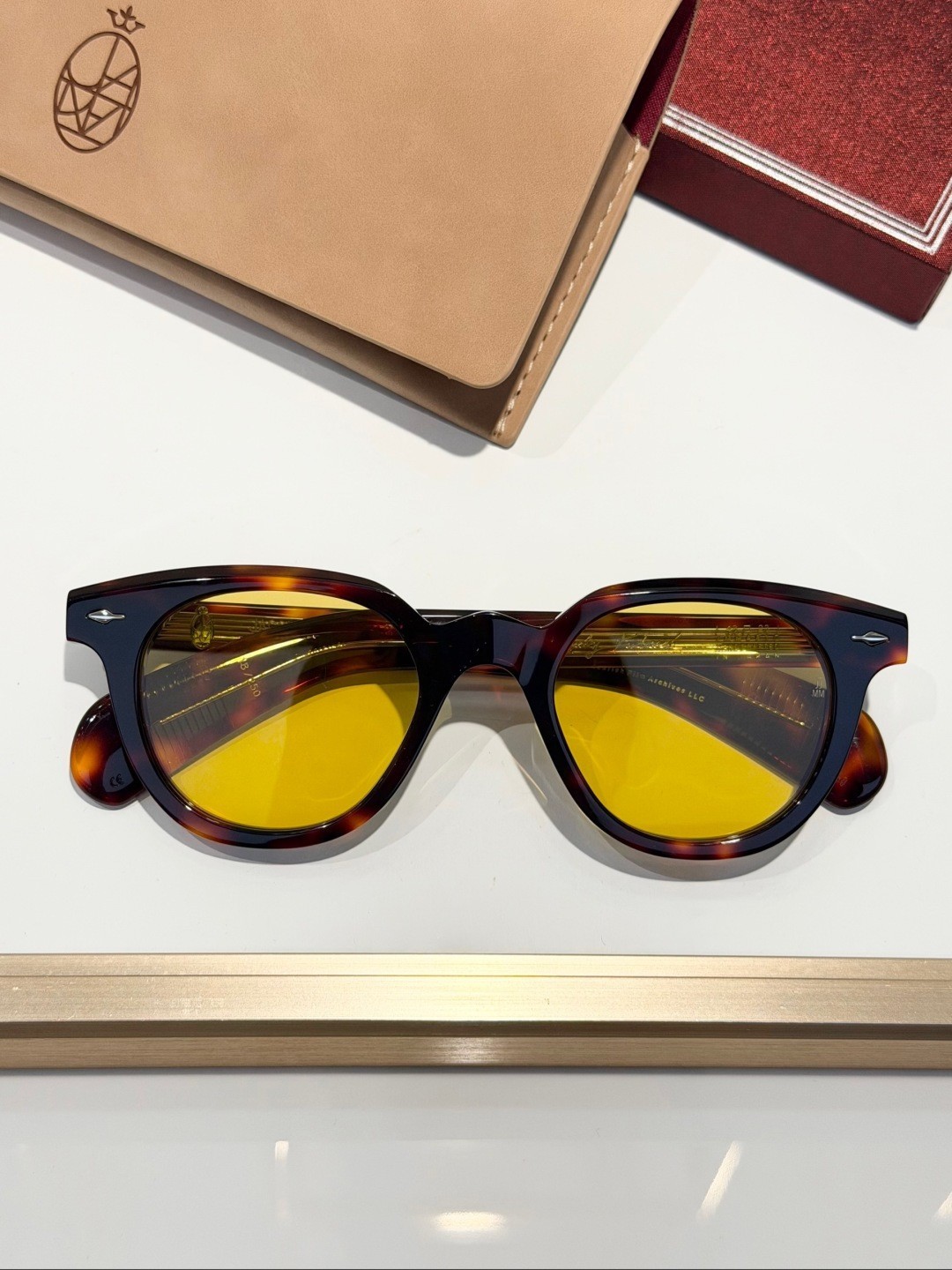 JACQUES MARIE MAGE MODEL 1948 1200845 Dark Tortoise / Yellow Sunglasses